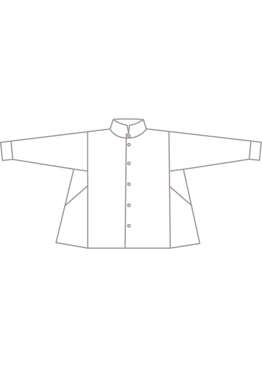 cotton denim caucasus shirt with notch collar - mid plus