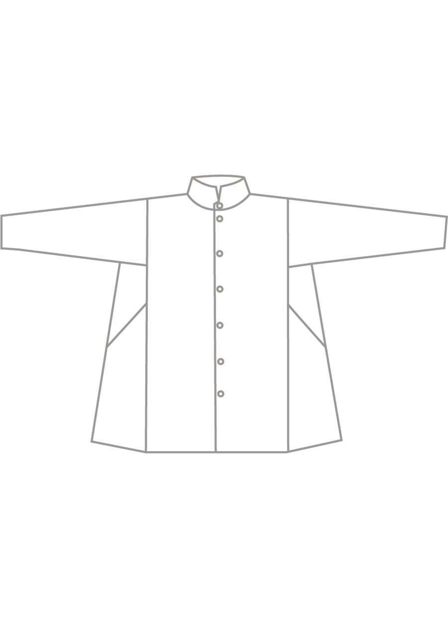 cotton denim caucasus jacket with notch collar - long