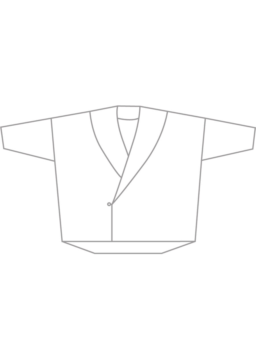metallicised mix reversible sloped shoulder shawl collar jacket - long