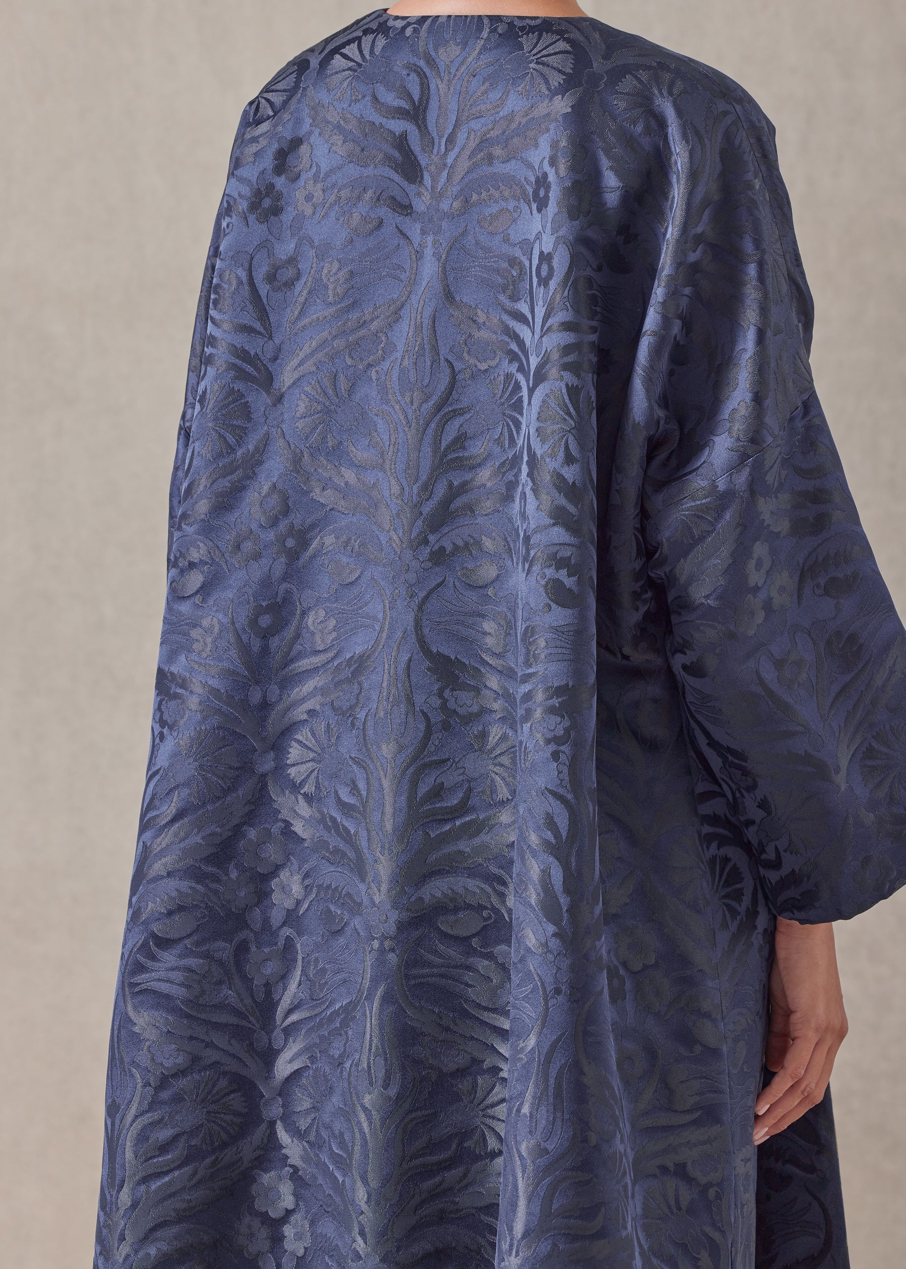 metallicised mix reversible round neck chinese jacket - 3/4 length