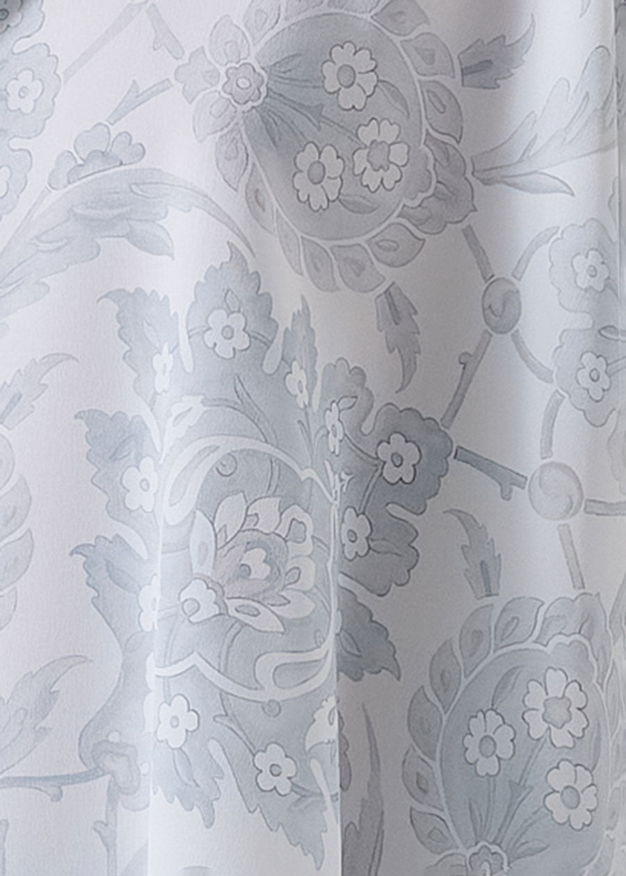 silk collarless longer back kaftan shirt - mid plus
