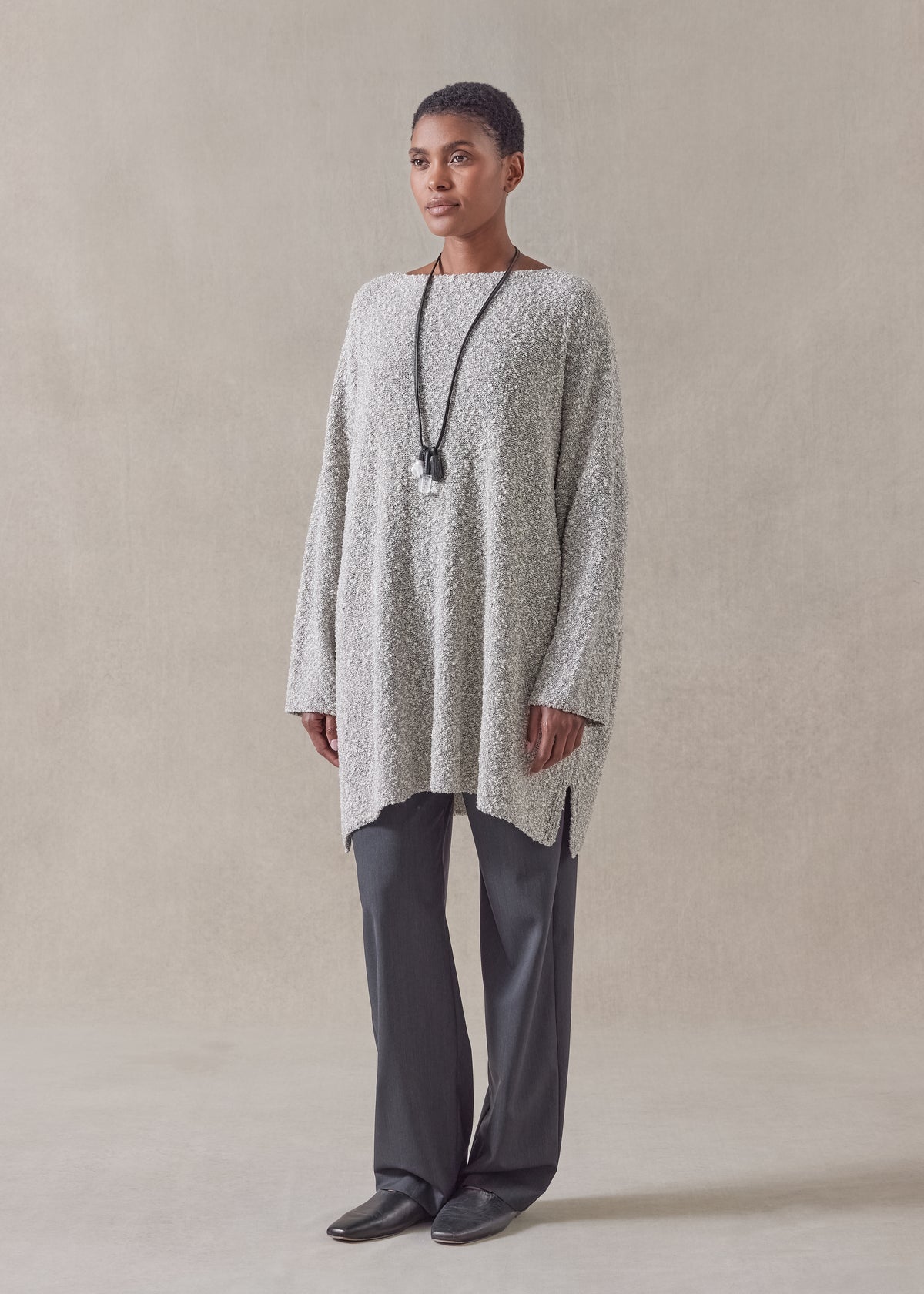 cotton and silver thread square sweater - long