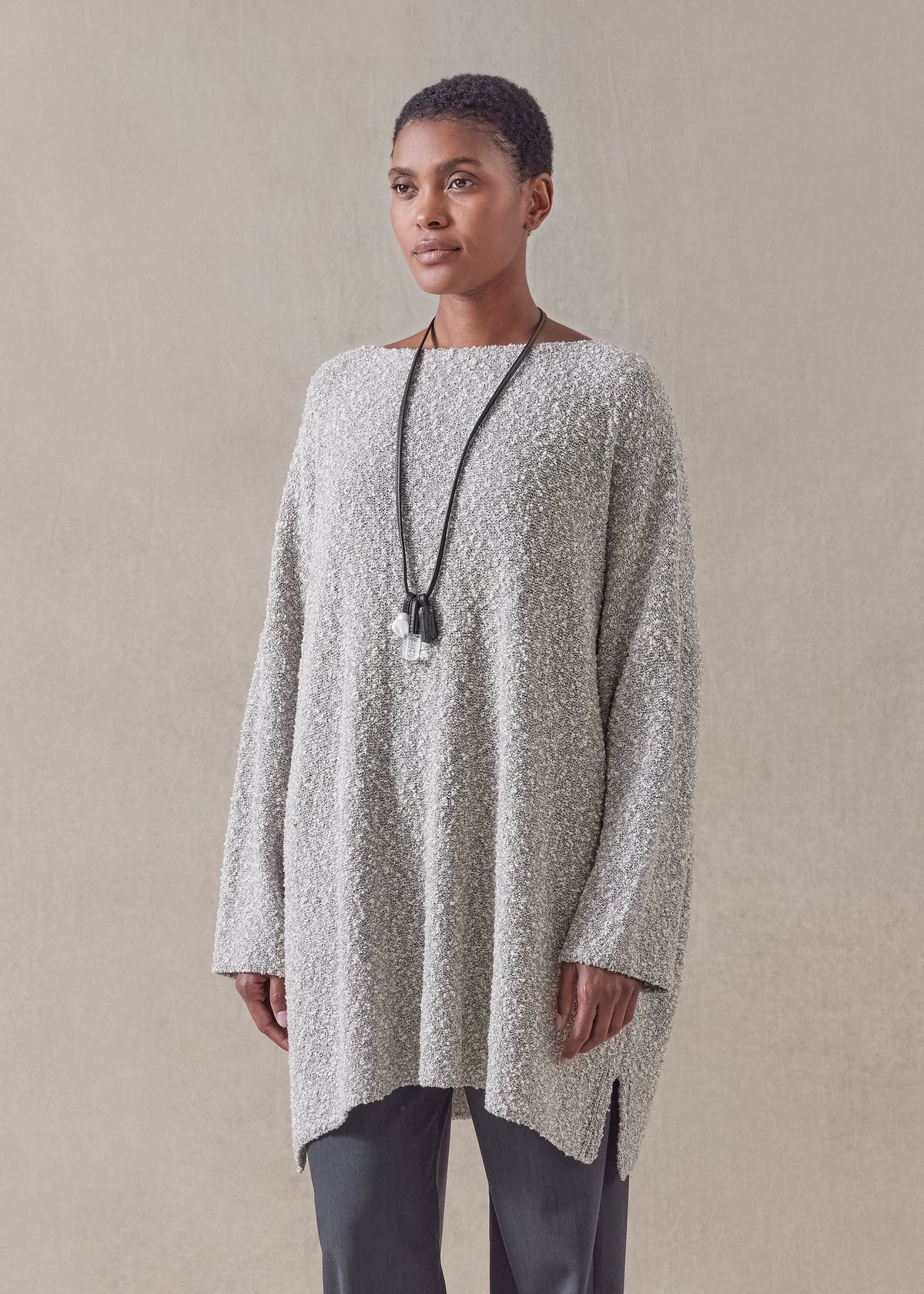 cotton and silver thread square sweater - long
