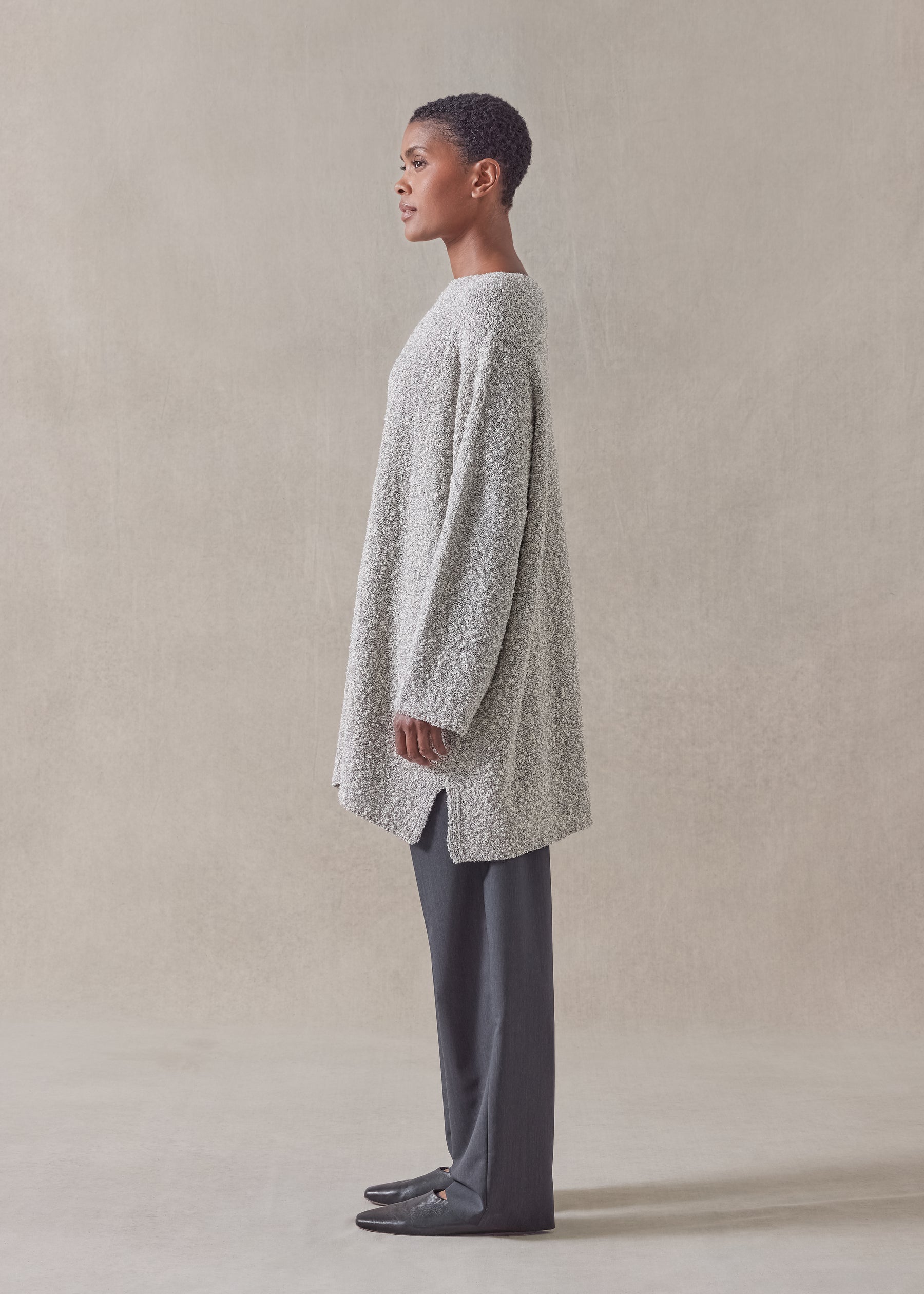 cotton and silver thread square sweater - long