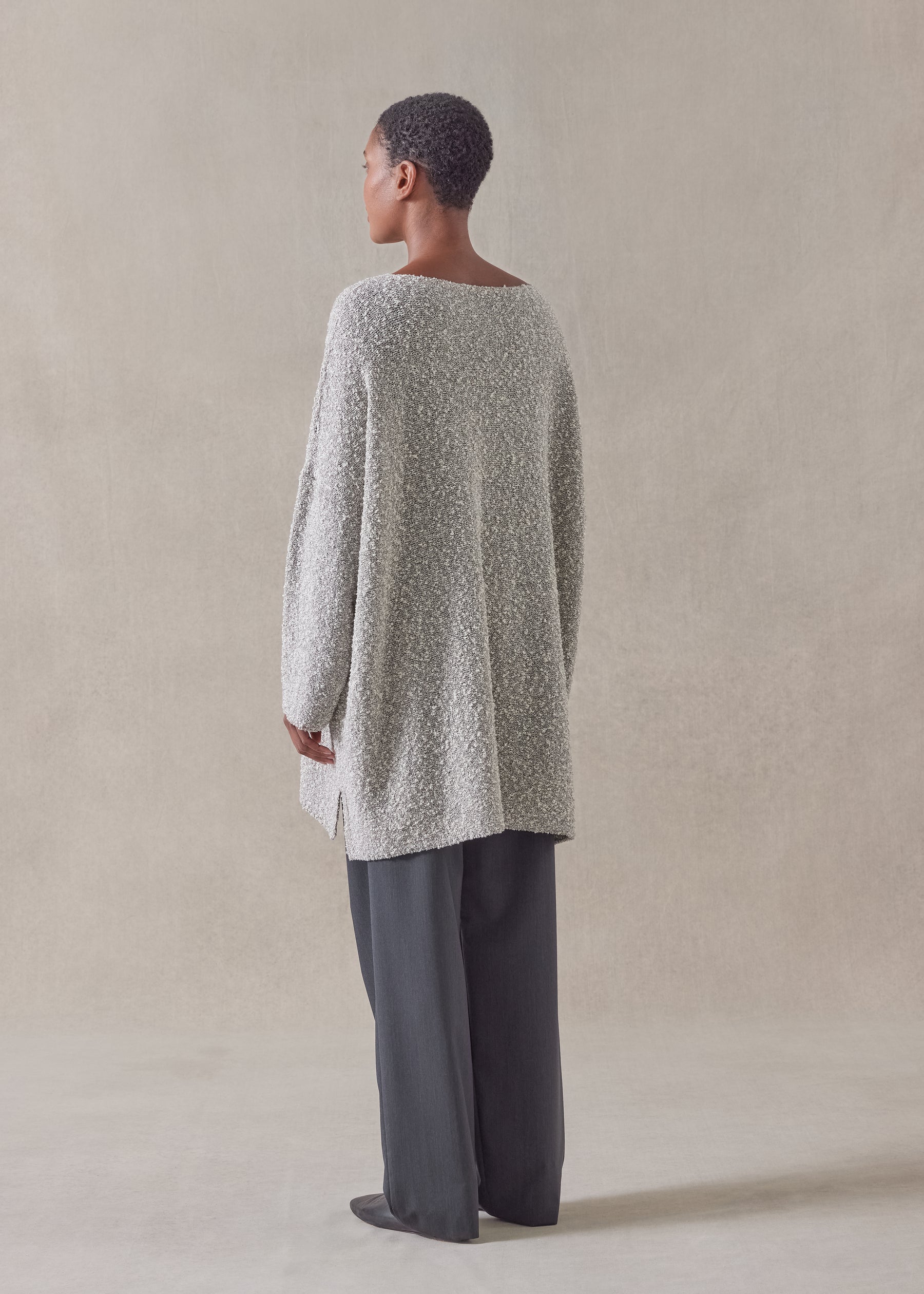 cotton and silver thread square sweater - long