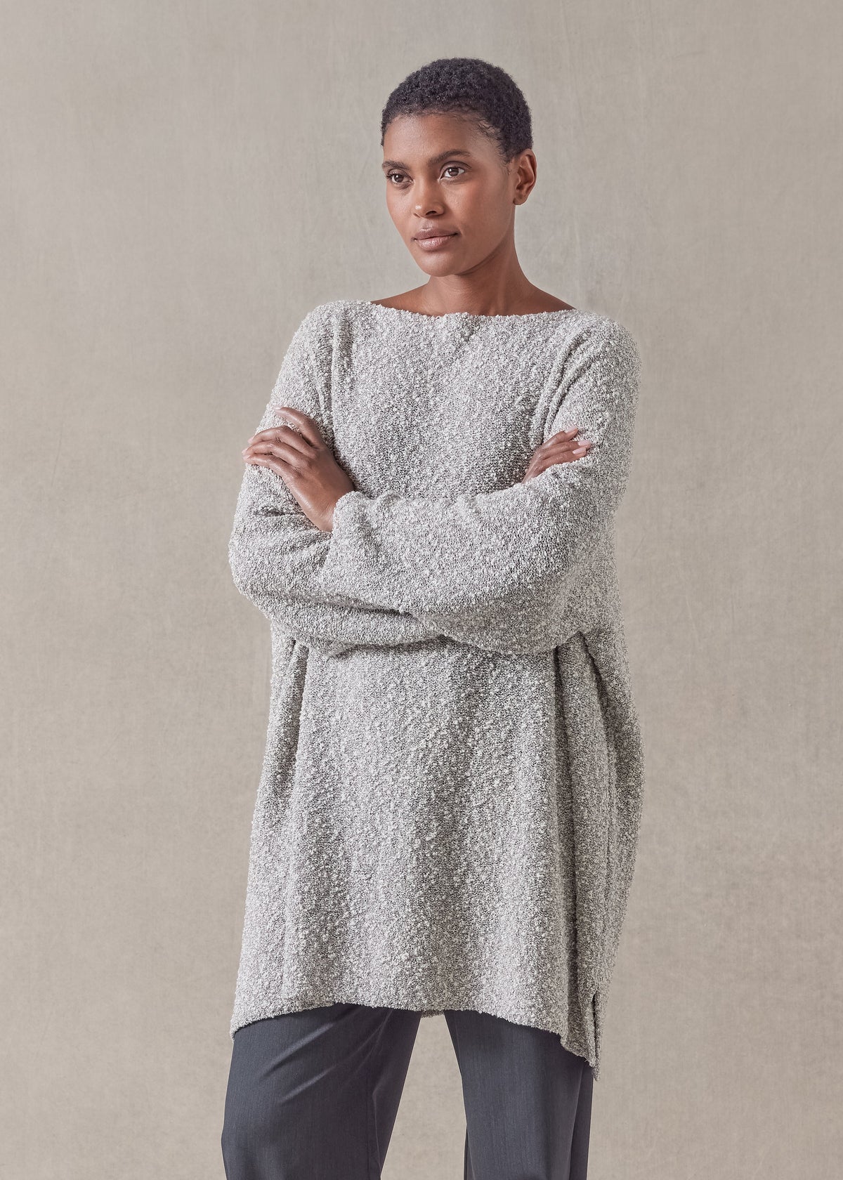 cotton and silver thread square sweater - long