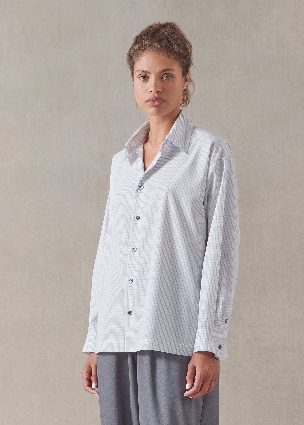 cotton slim shirt with collar - regular