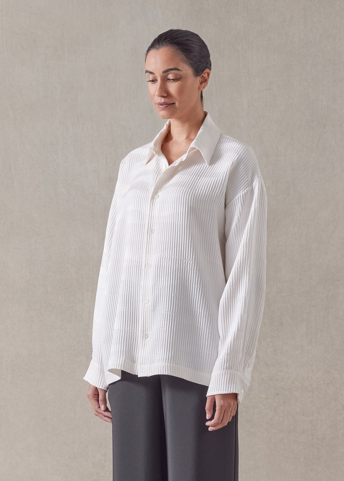 silk jacquard slim shirt with collar - regular