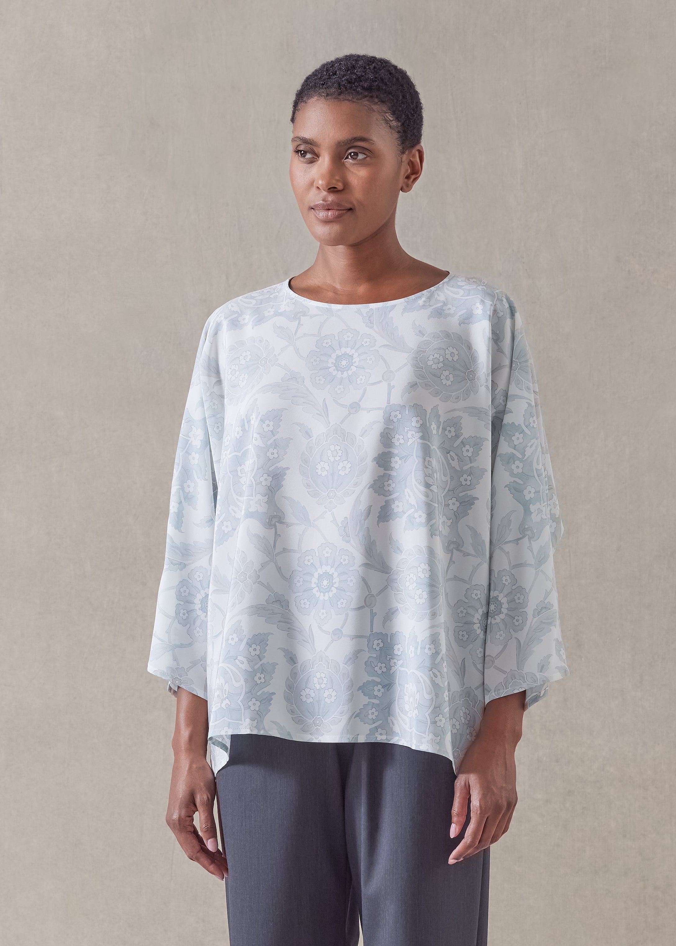 silk boat neck top - mid