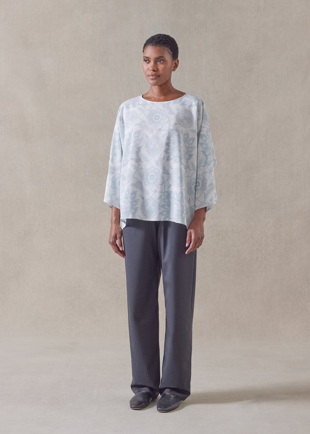 silk boat neck top - mid