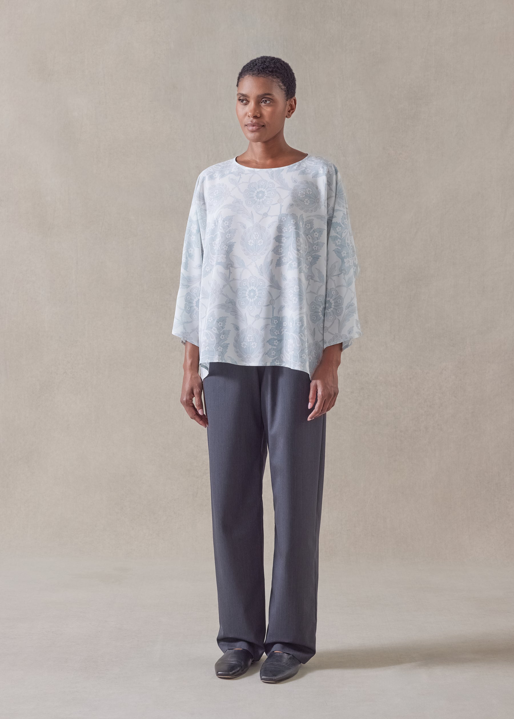 silk boat neck top - mid
