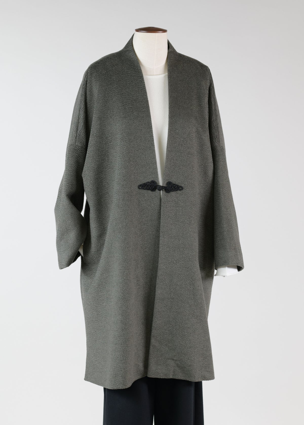 cashmere imperial open coat with fancy closure - very long