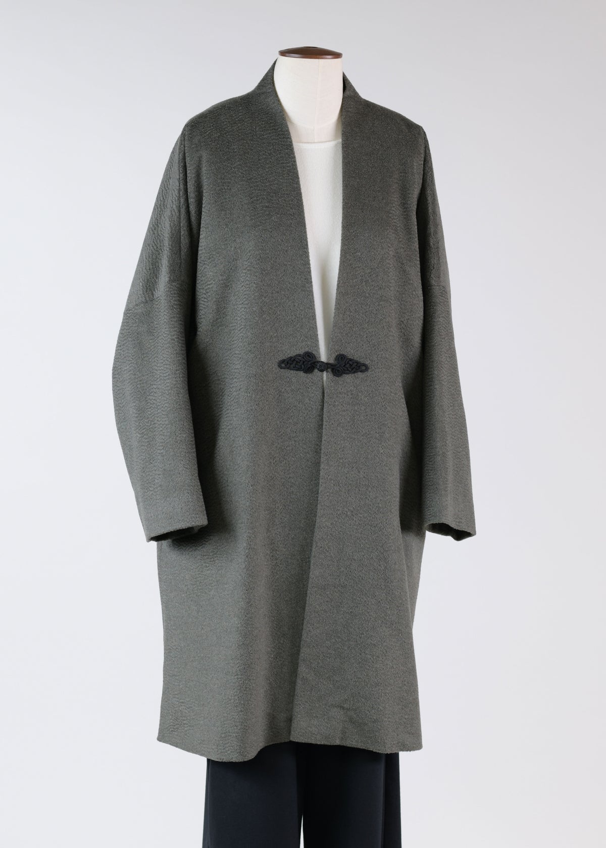 cashmere imperial open coat with fancy closure - very long