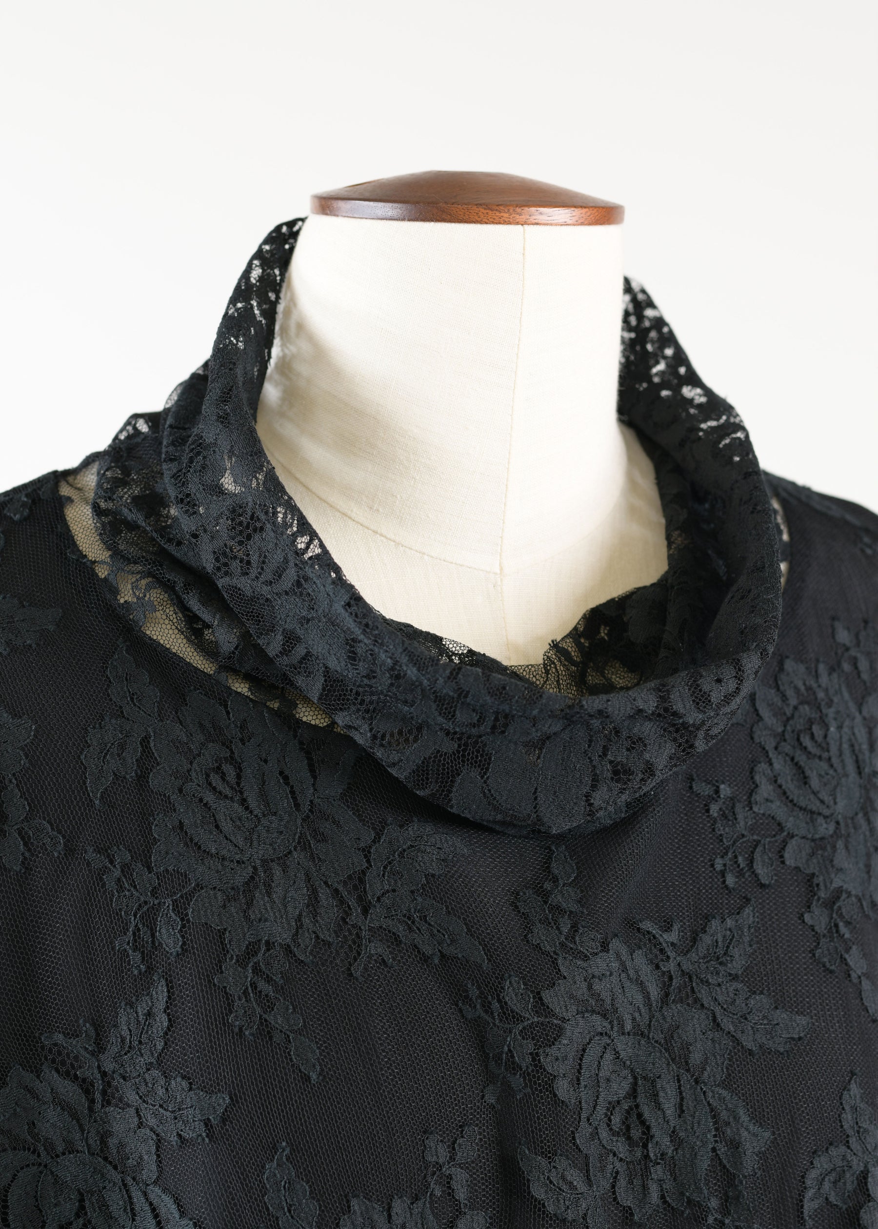 cotton mix wide a-line monks neck top - long