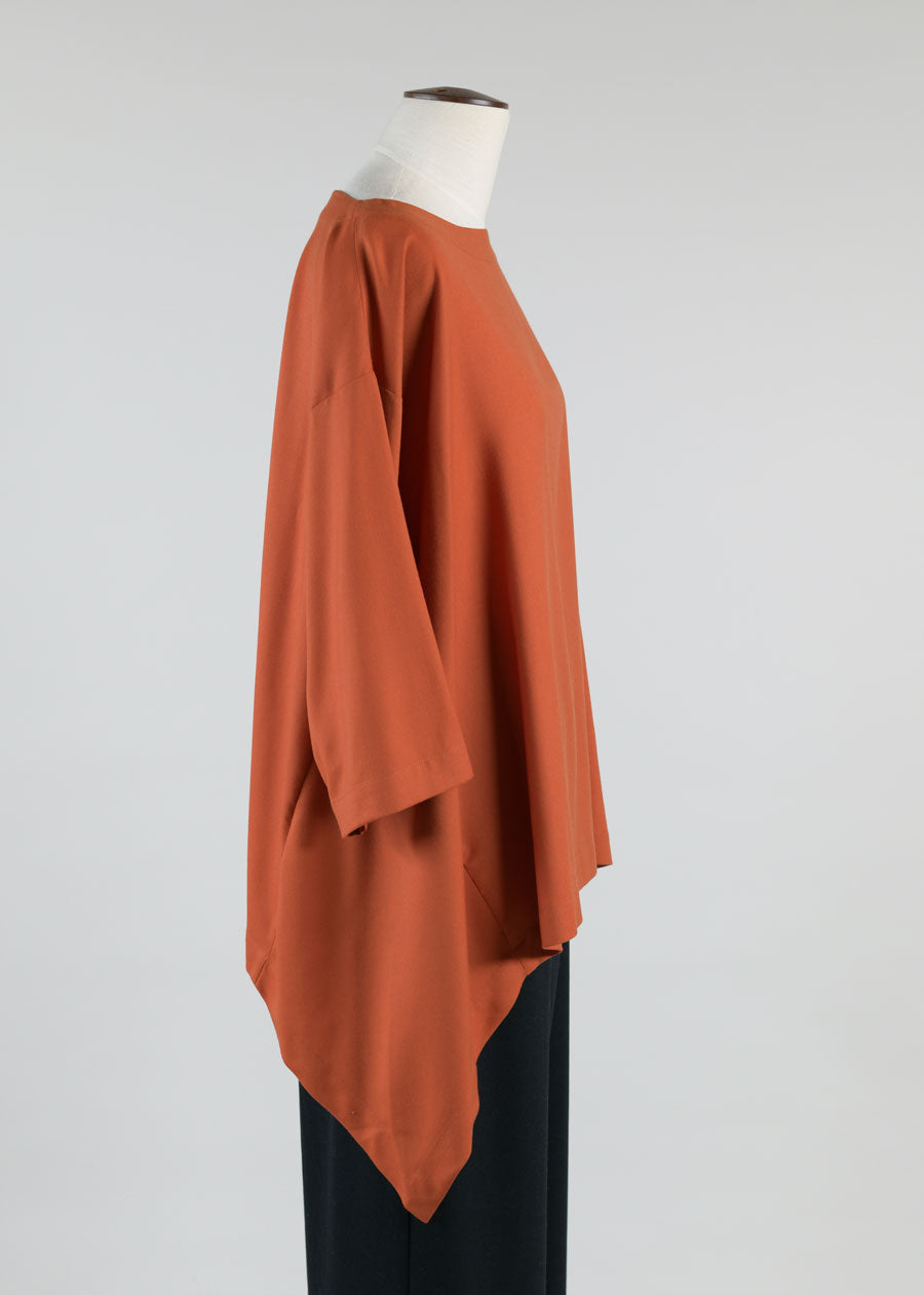 side cascading 3/4 slv bateau neck tunic-mid plus