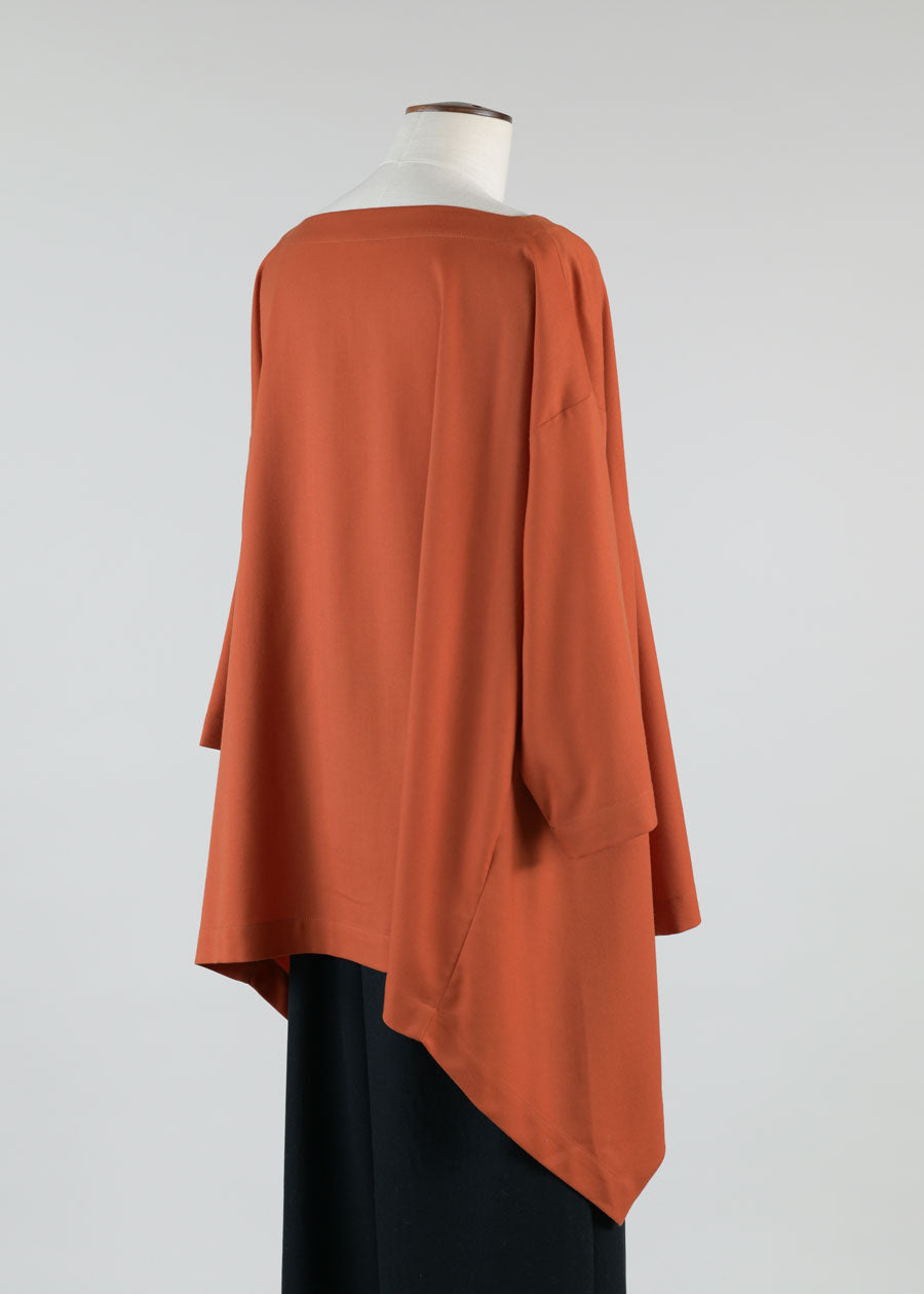 side cascading 3/4 slv bateau neck tunic-mid plus