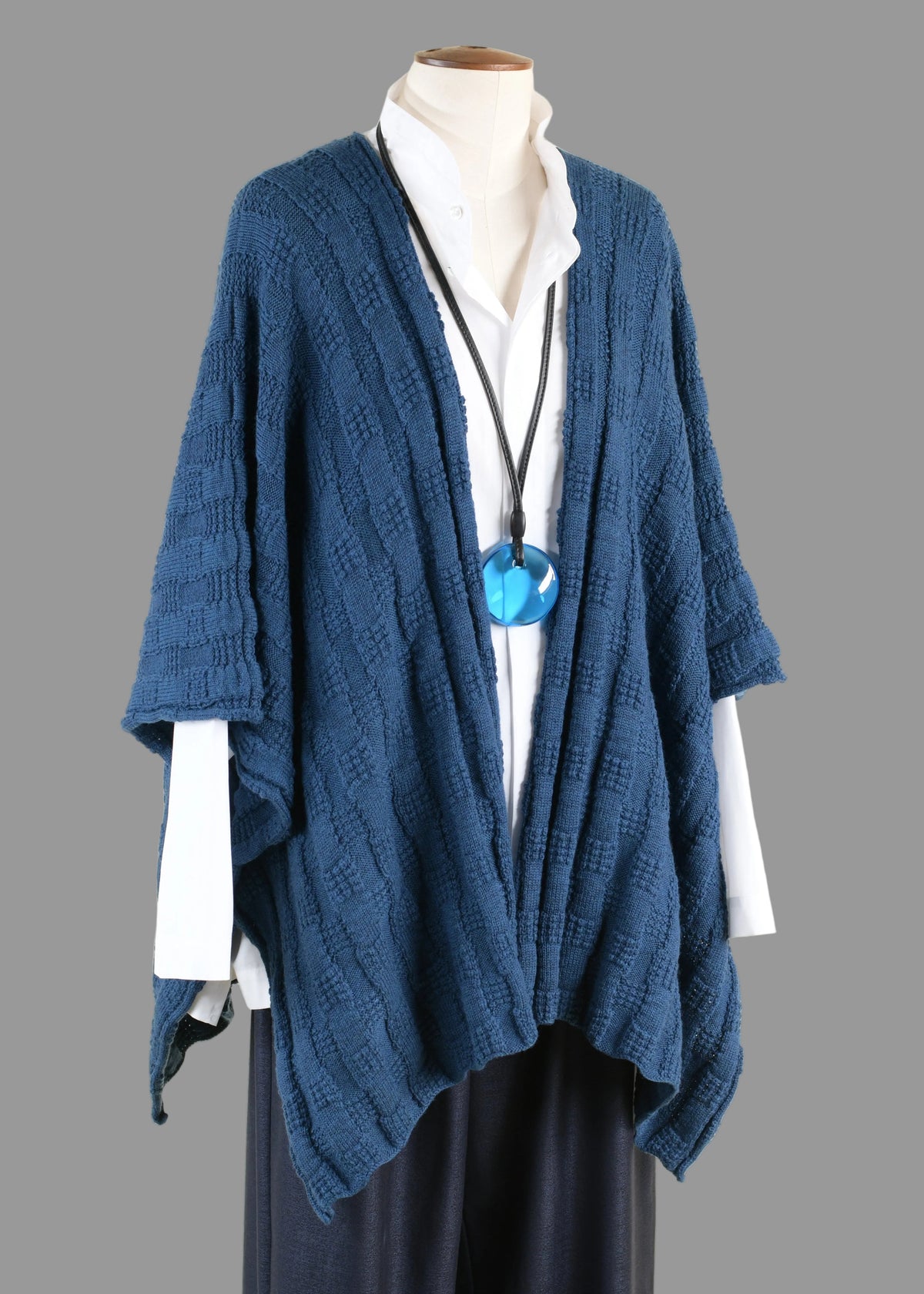 mernio wool extra wide knit tabard - mid (tealdark)