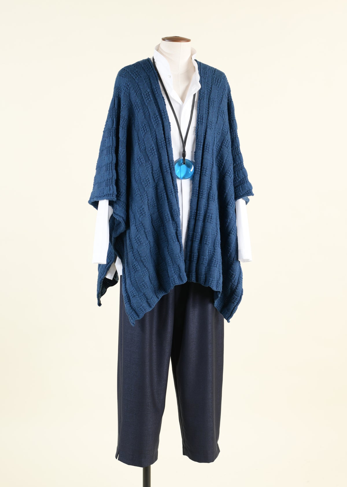 wool extra wide knit tabard - mid