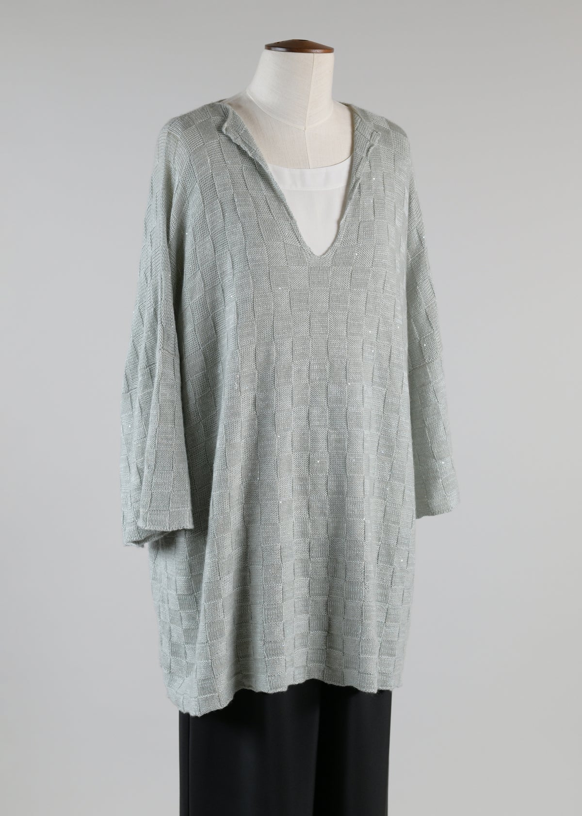 square short sleeve slit neck - long