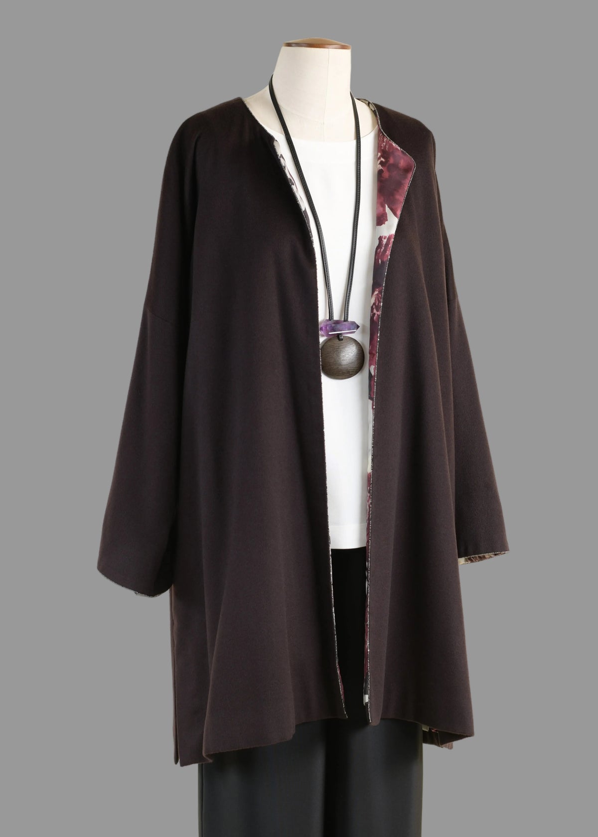 cashmere imperial round neck coat - very long (port)