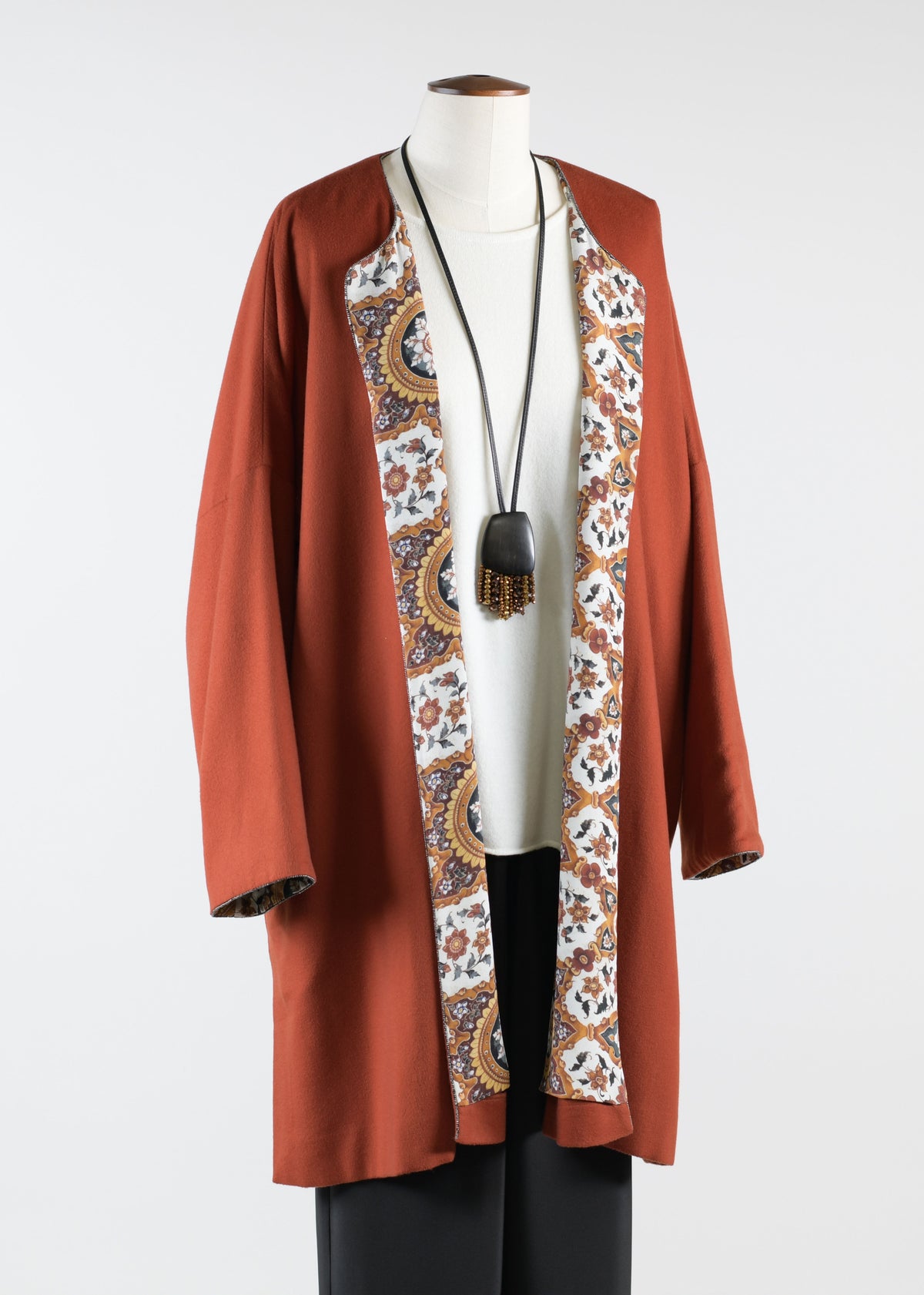 cashmere imperial round neck coat - very long