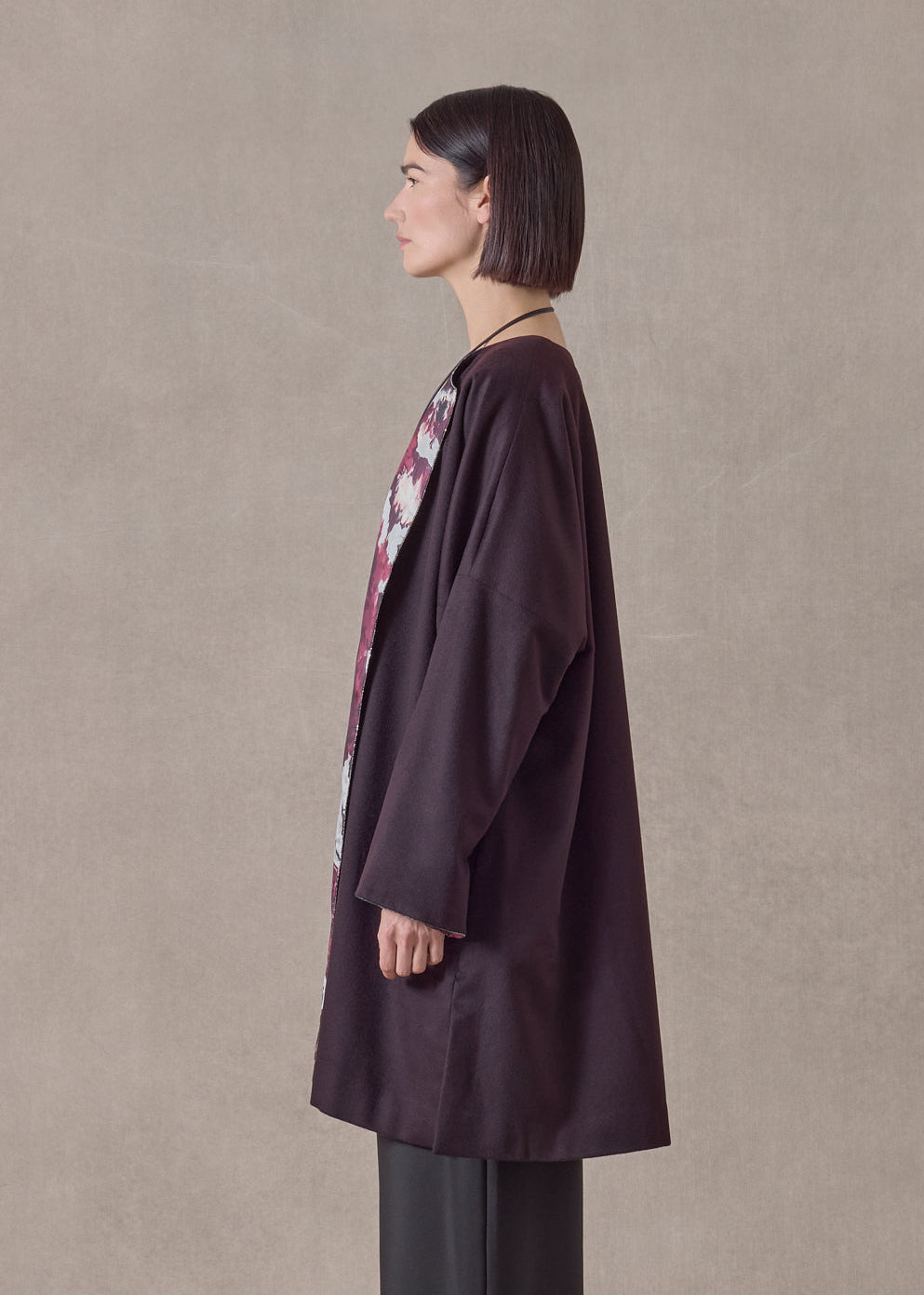 cashmere imperial round neck coat - very long (port)