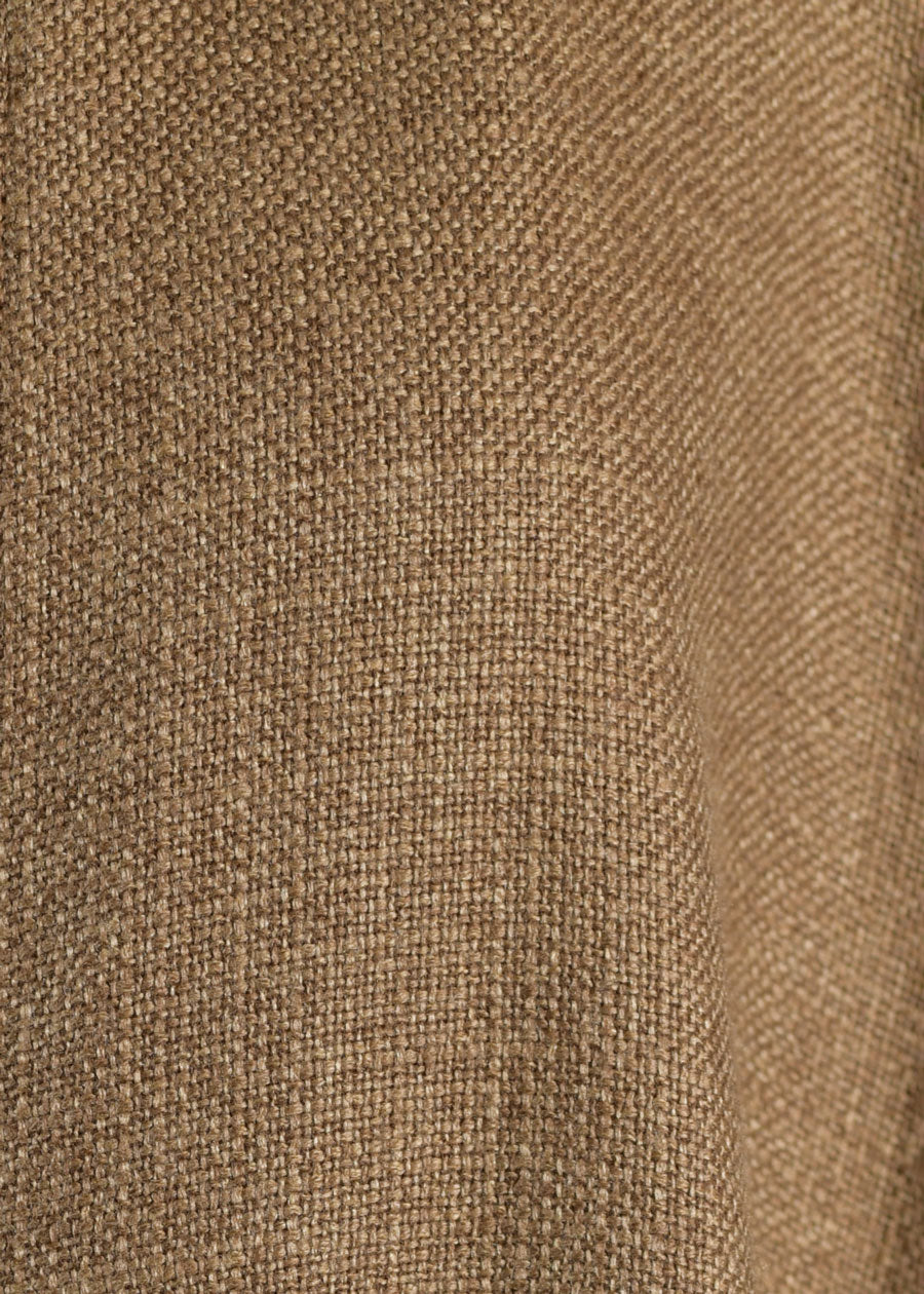 side pleated round neck coat - 3/4 length