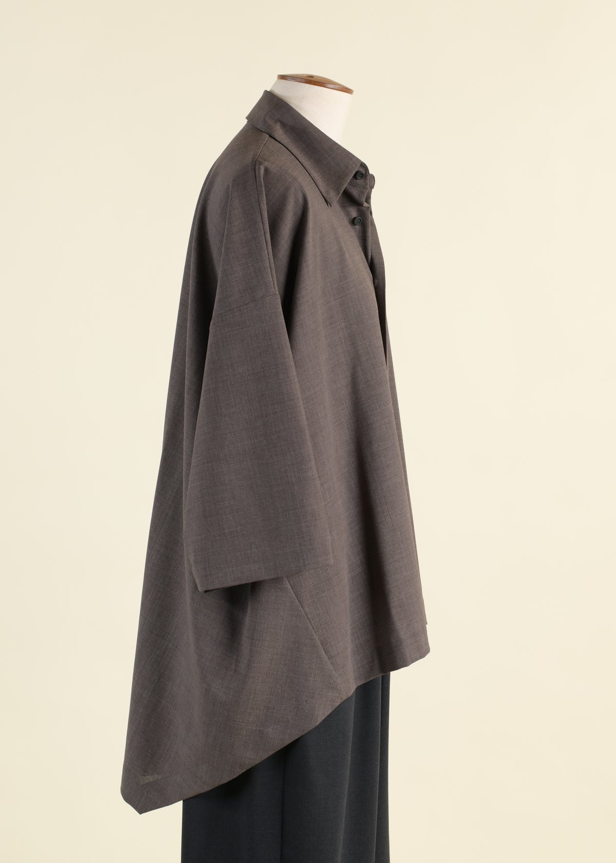 wool stretch short sleeve shirt with collar - mid plus