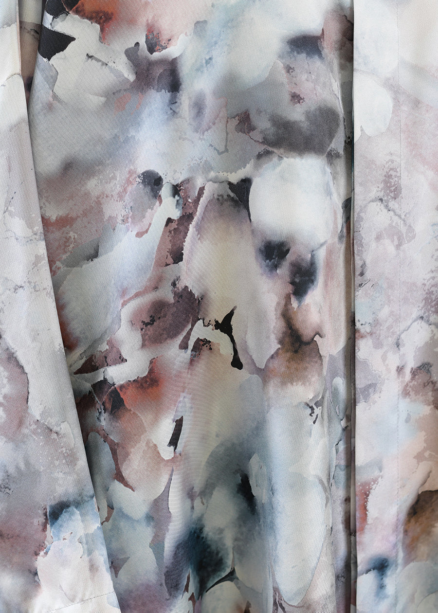 wide longer back bound neck shirt v.long w/slits