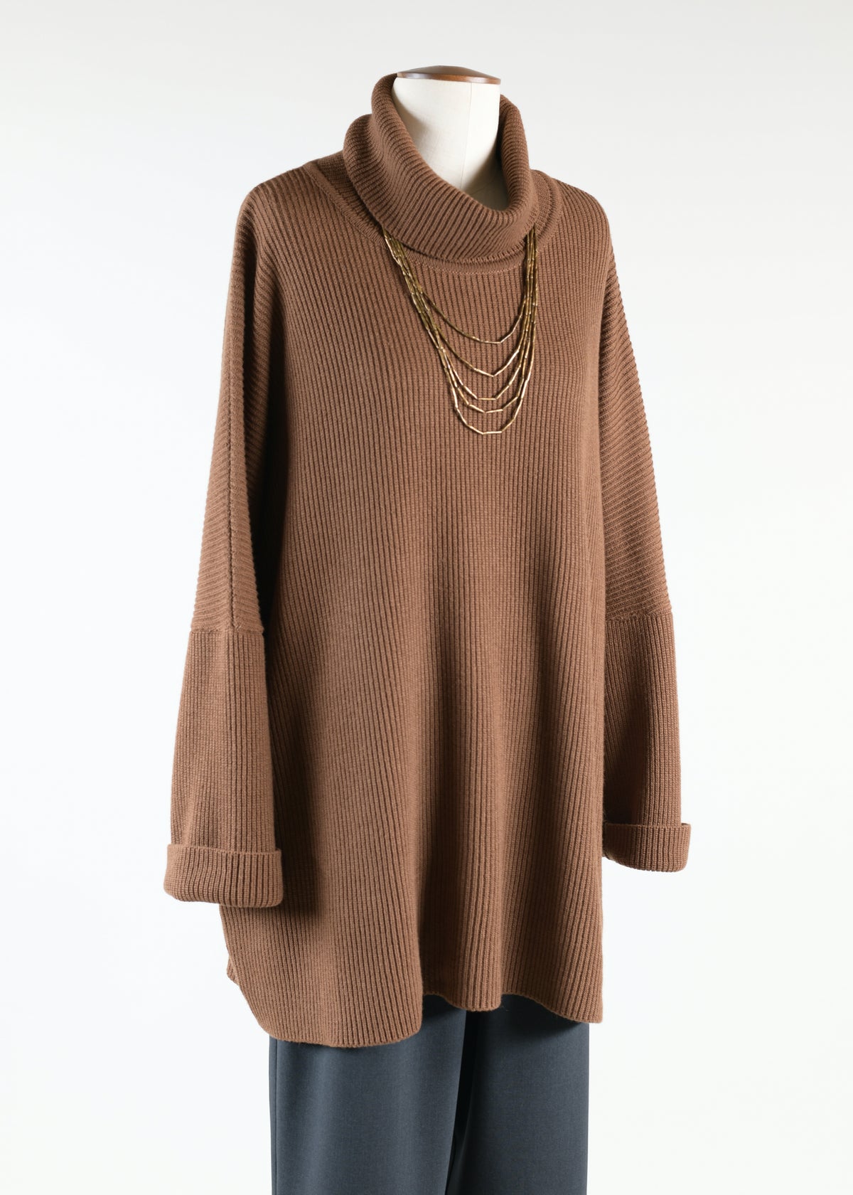 sloped shoulder roll neck - long