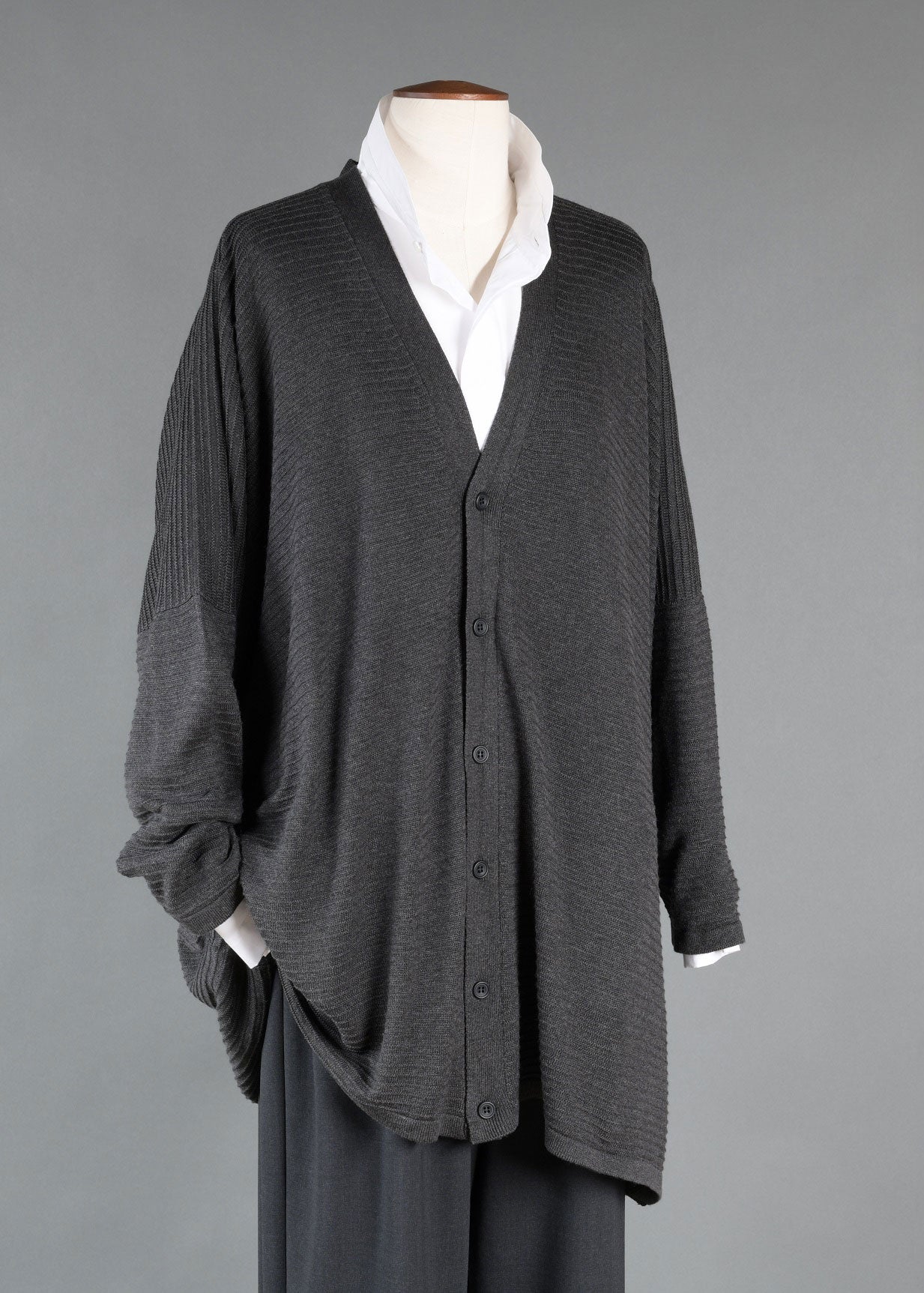 silk wide v neck button cardigan - long plus