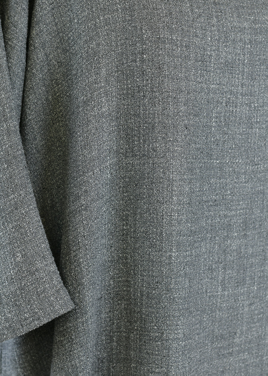 linen wool mix 3/4 sleeve wide a-line scoop neck dress - 3/4 length (lined)