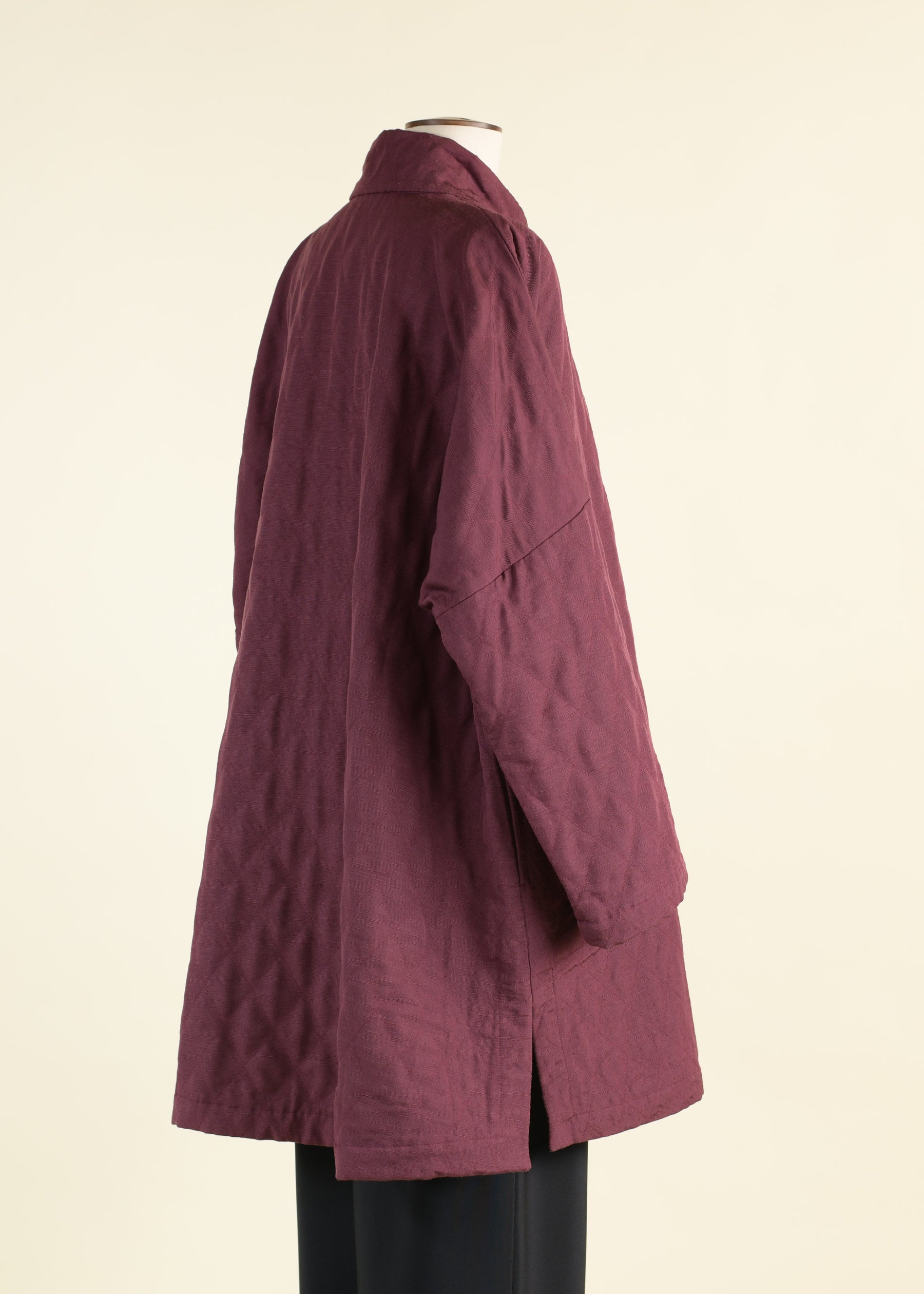 silk imperial coat with chinese collar - long plus