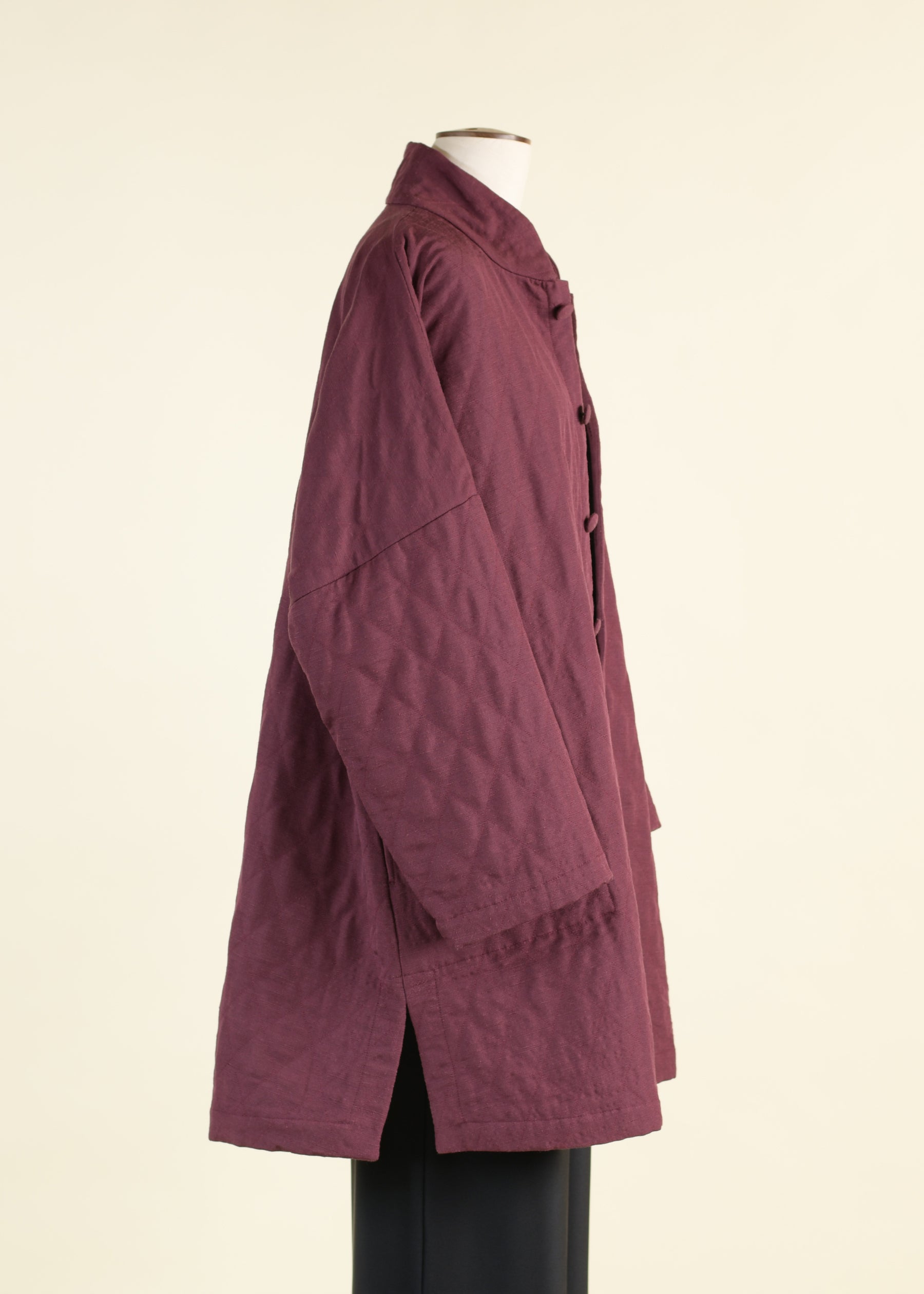 silk imperial coat with chinese collar - long plus