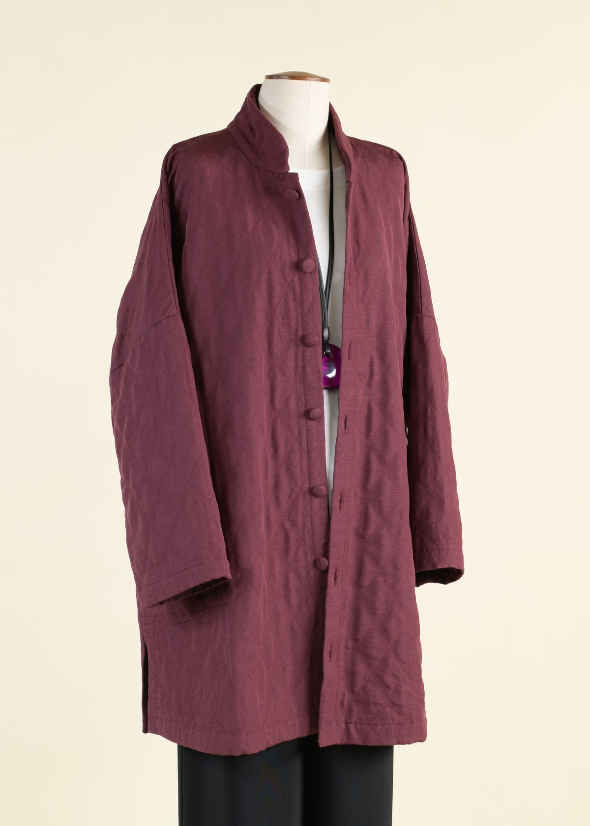 imperial coat with chinese collar - long plus