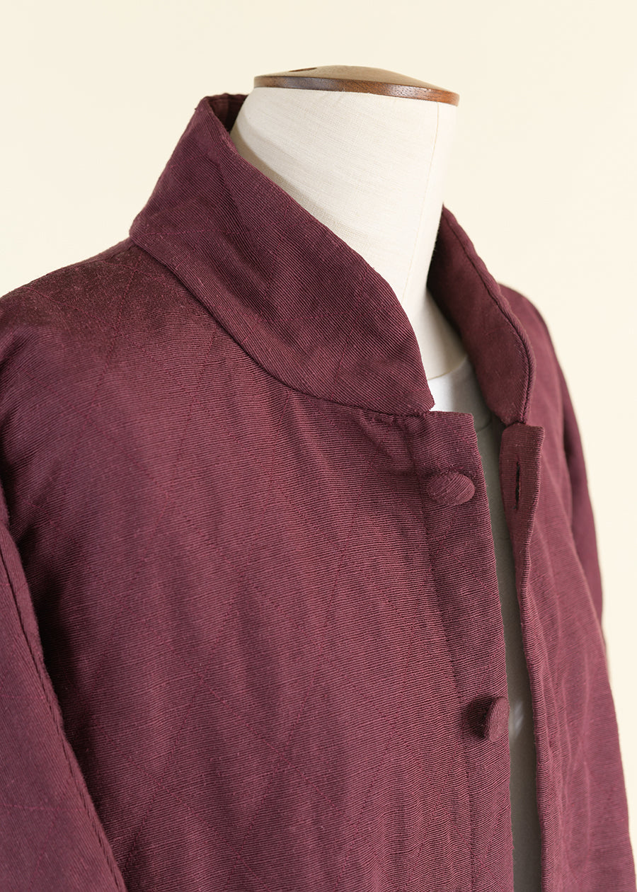 silk imperial coat with chinese collar - long plus