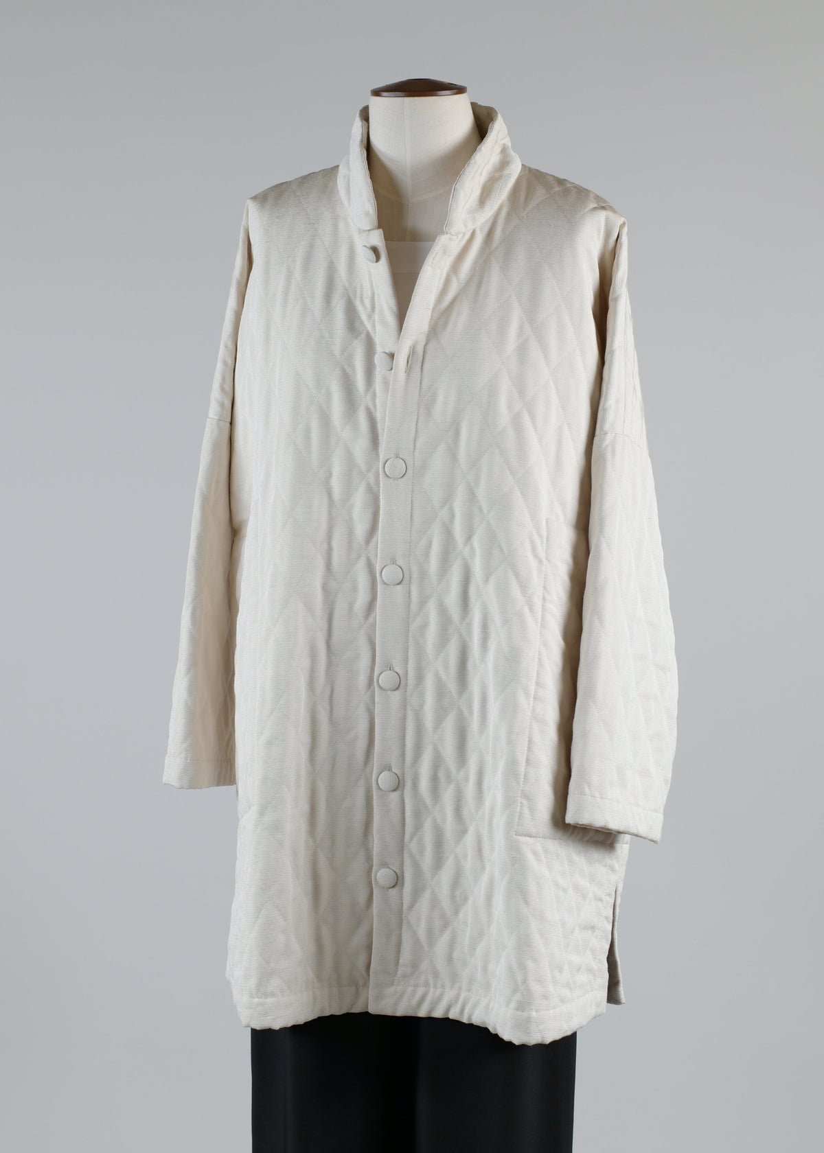 quilted silk imperial coat with chinese collar - long plus