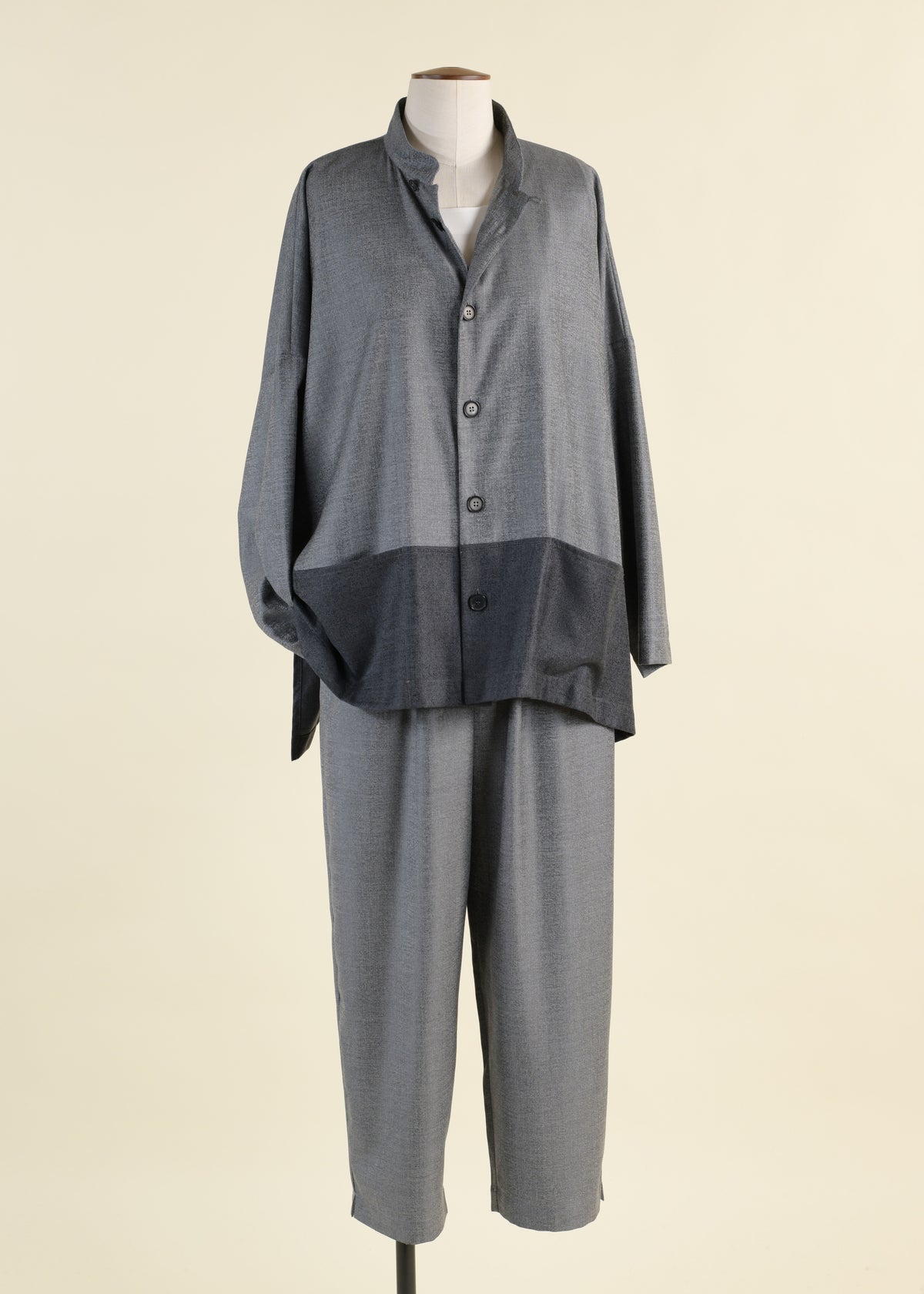 wool silk mix longer japanese trouser with ankle slits