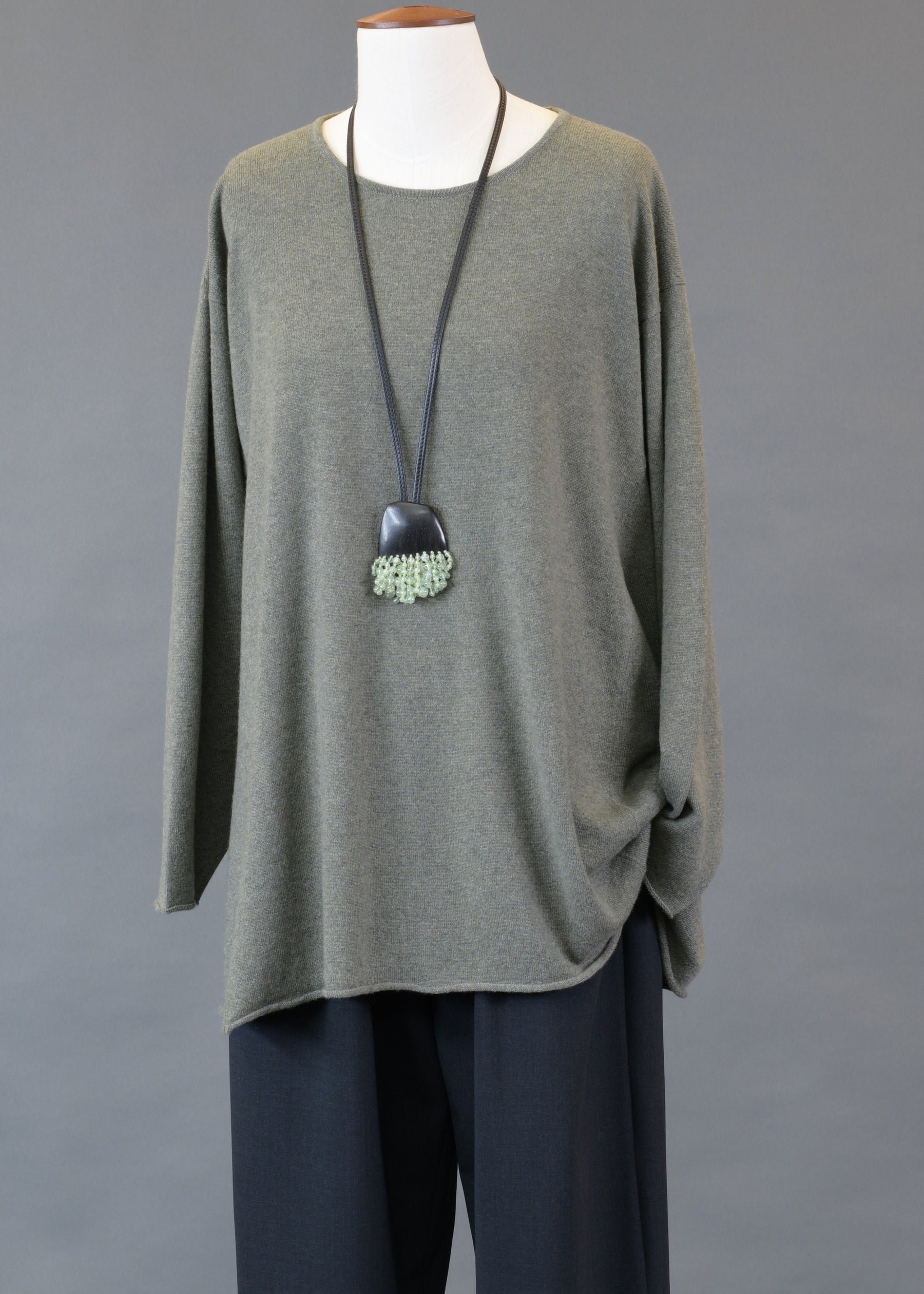 cashmere side panelled a-line bateau neck sweater - long