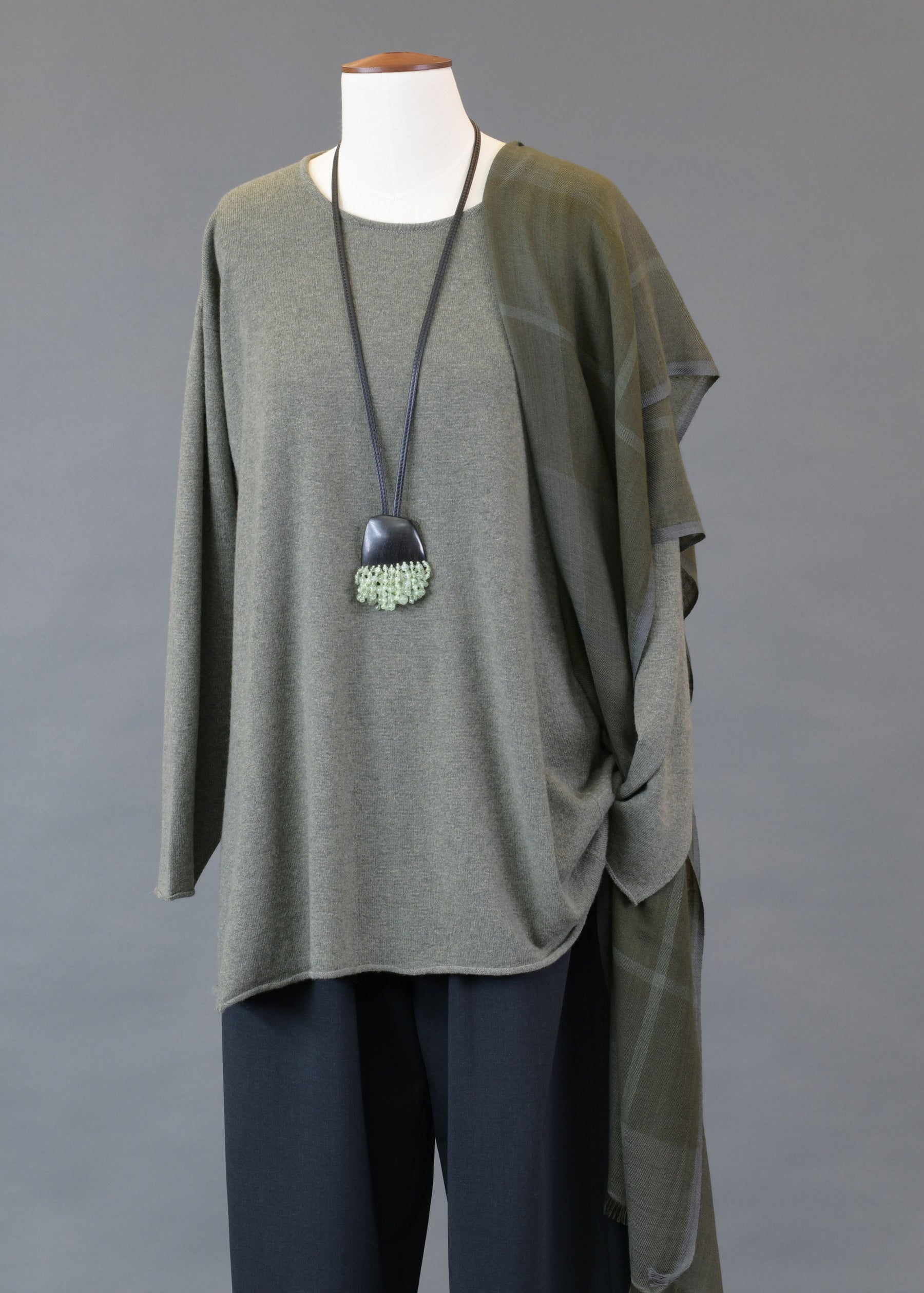 cashmere side panelled a-line bateau neck sweater - long
