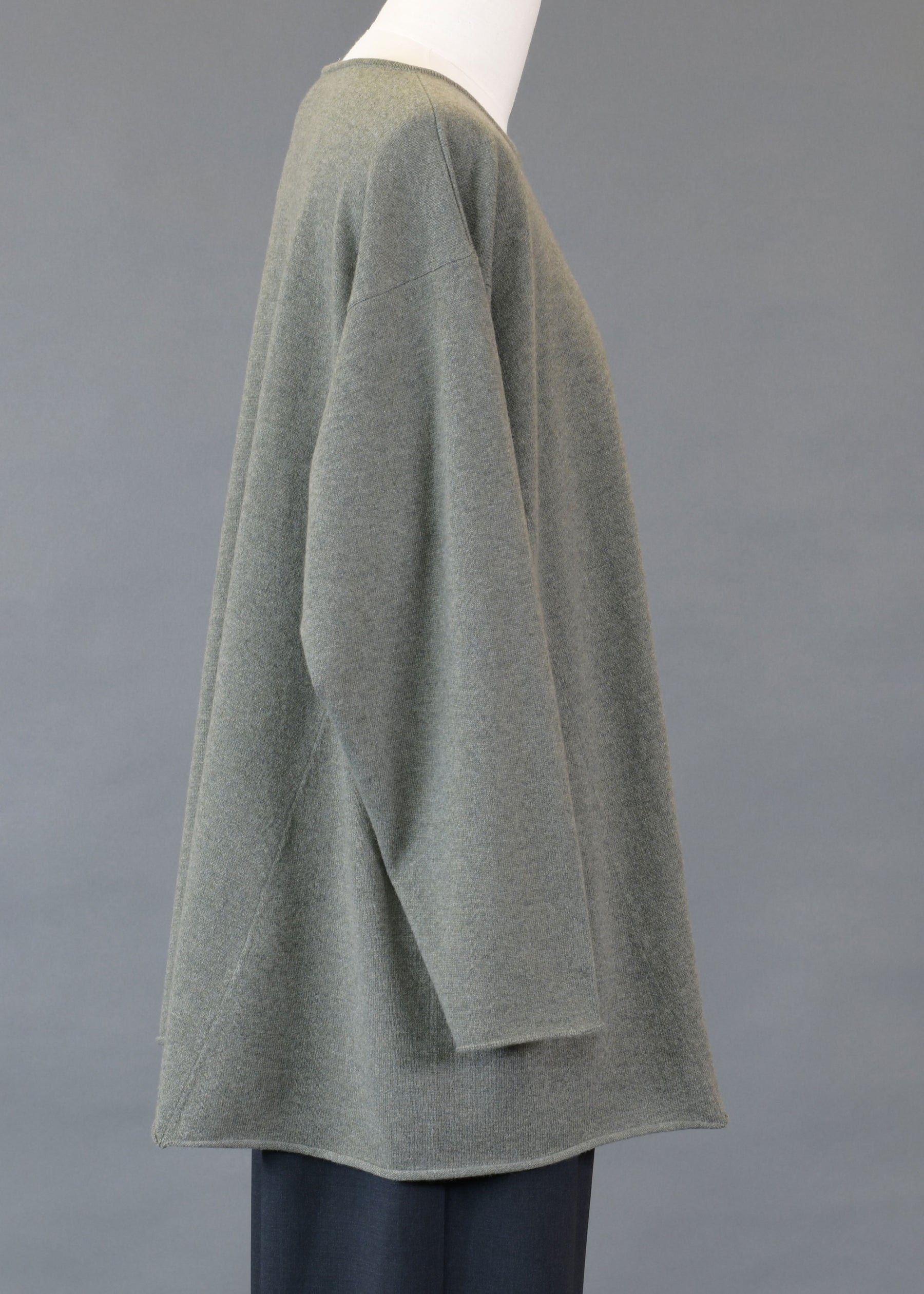cashmere side panelled a-line bateau neck sweater - long