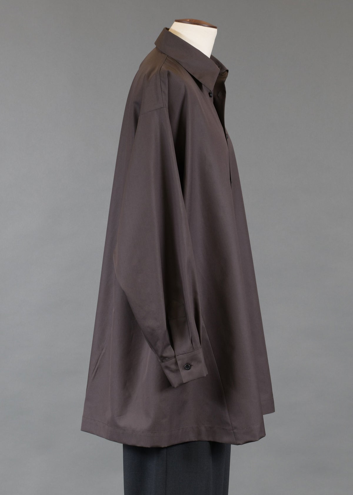 cotton side panelled shirt with collar - long plus