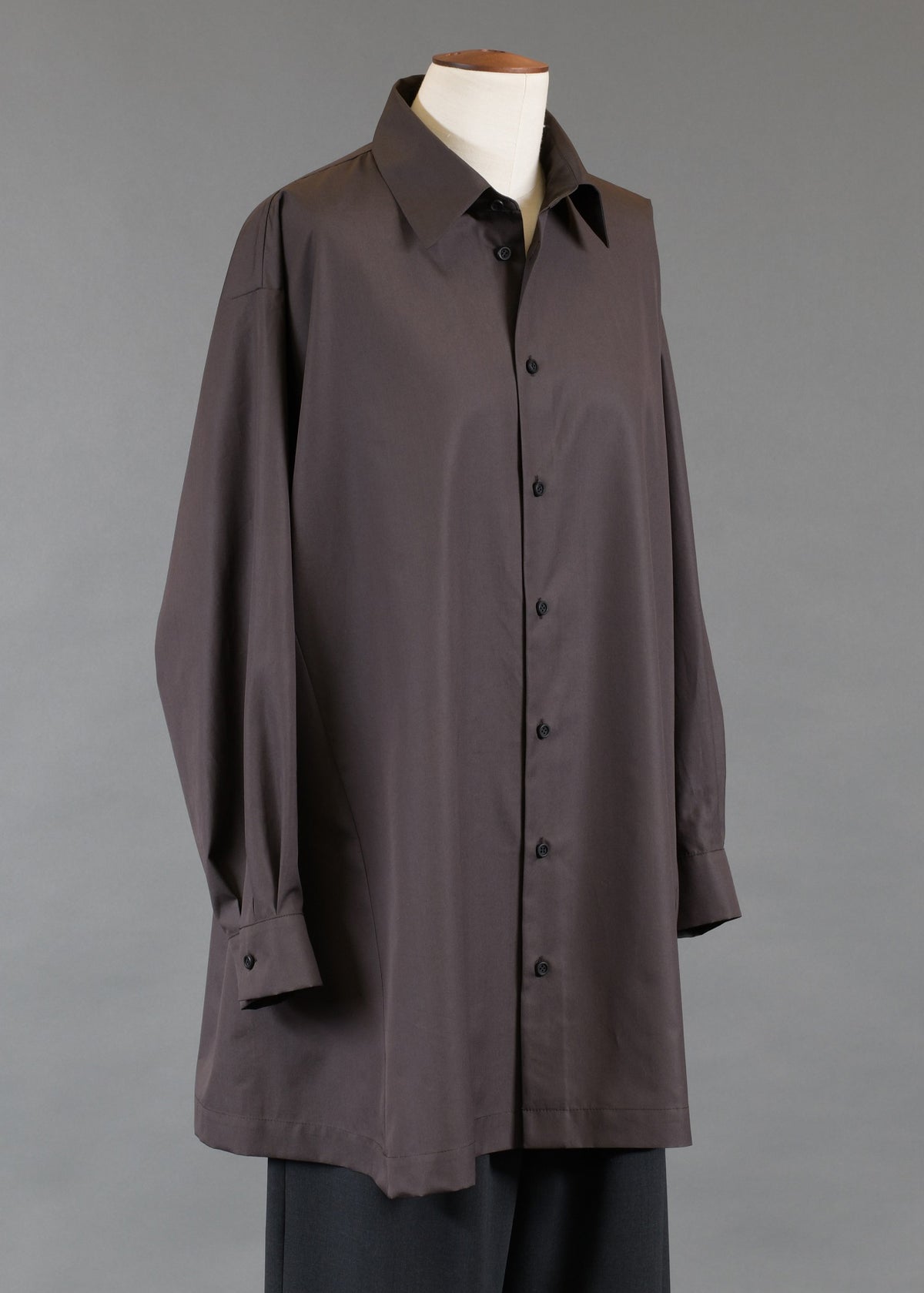 cotton side panelled shirt with collar - long plus