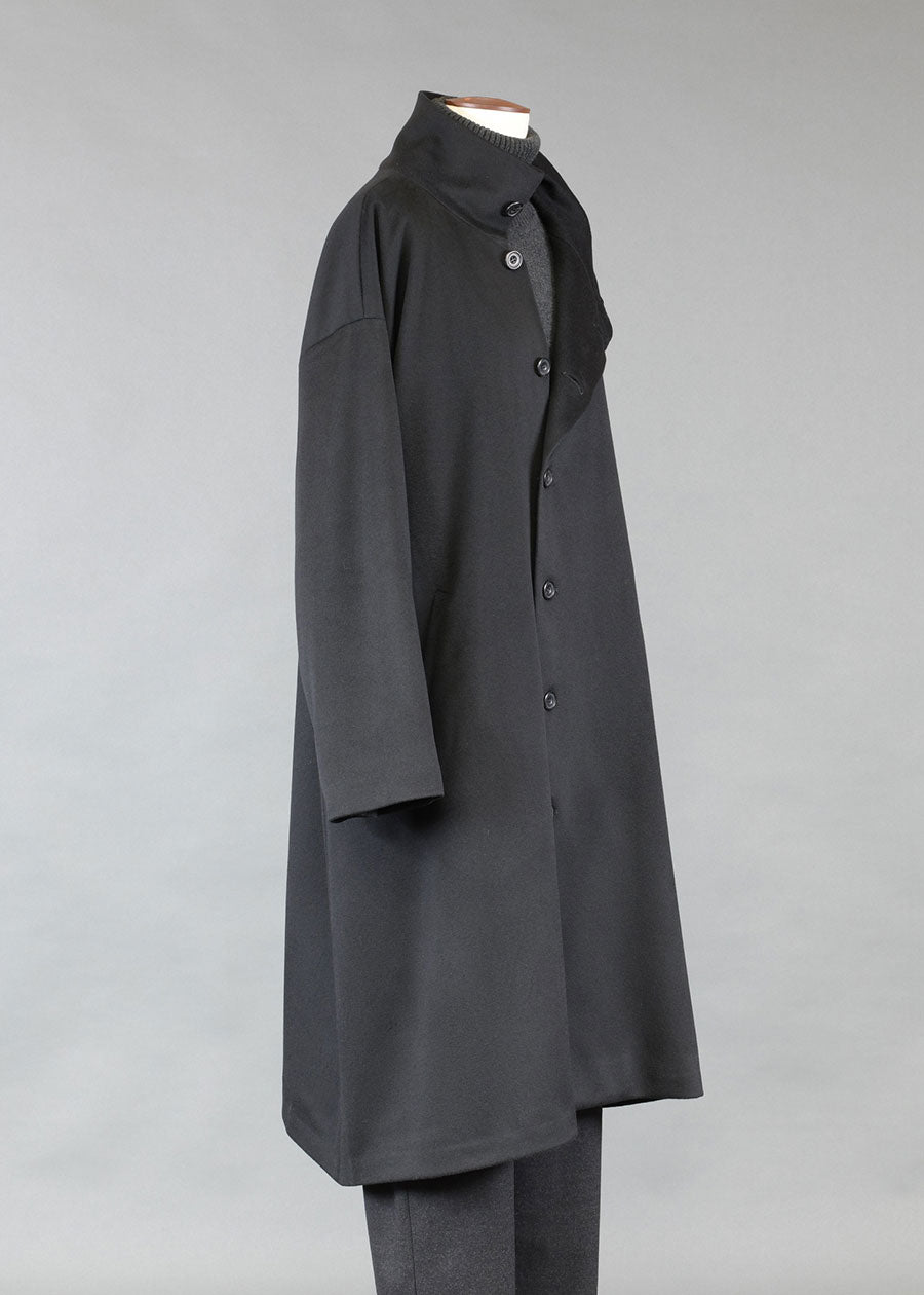 wool cashmere mix side buttoning scrunch neck coat - very long