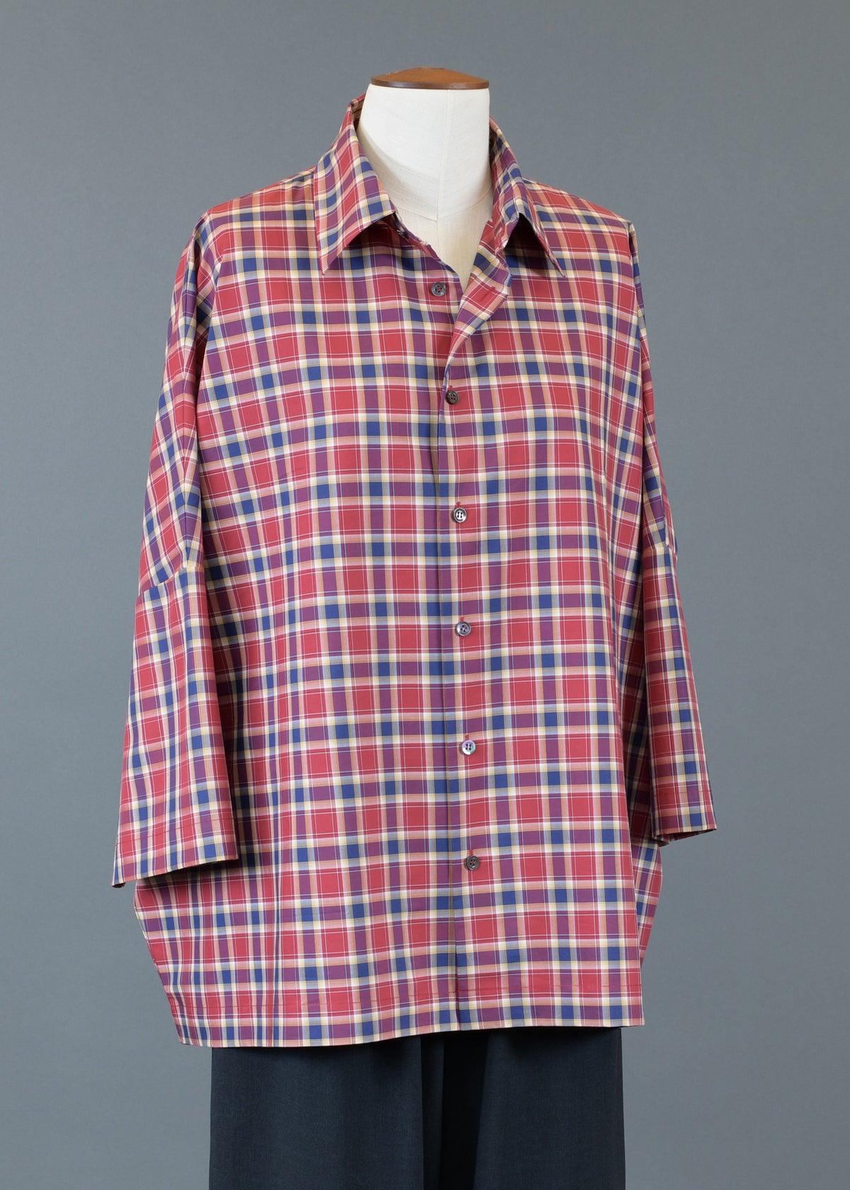 cotton 3/4 sleeve sloped should shirt with collar - long