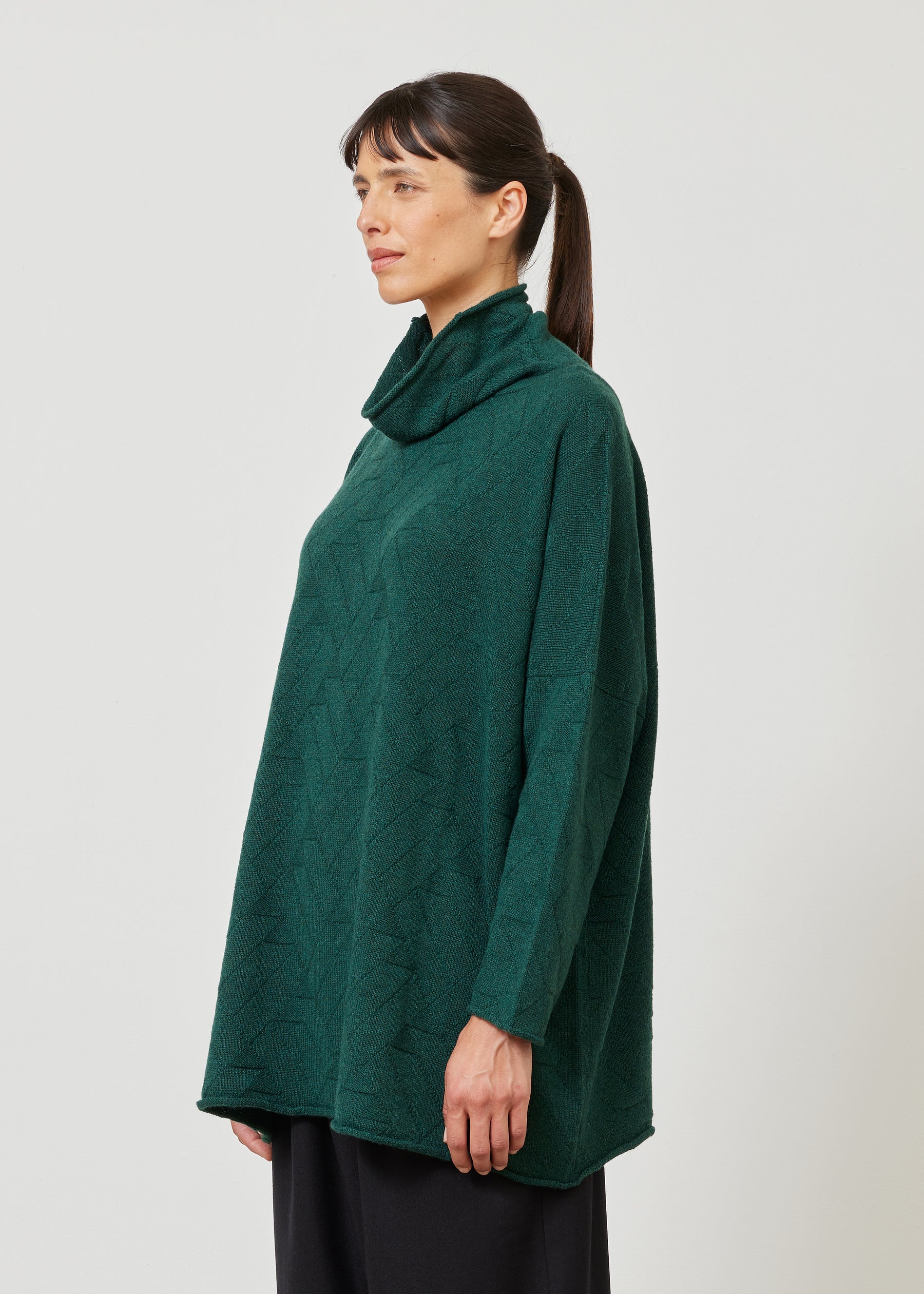 slim sleeve funnel scrunch neck sweater - long