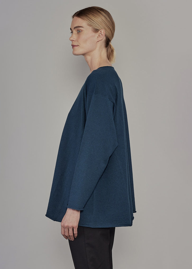 side panelled A-line bateau neck sweater - long
