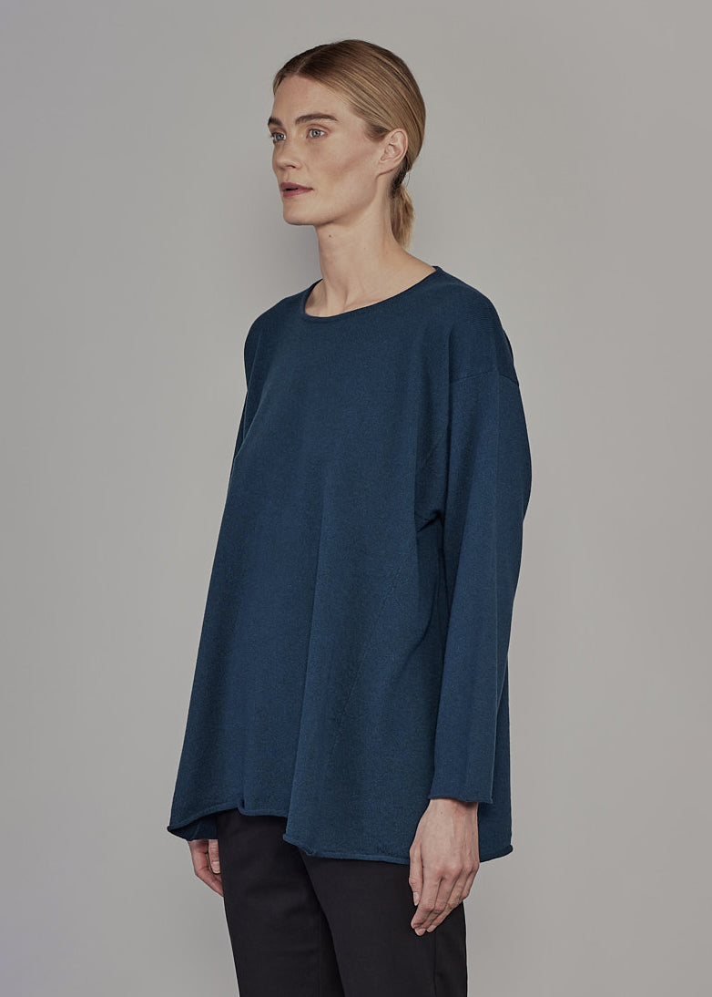 side panelled A-line bateau neck sweater - long