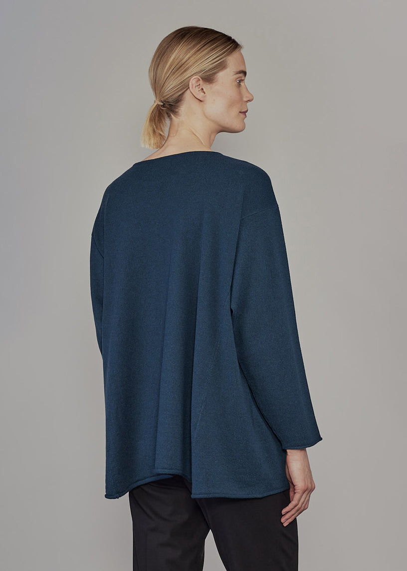side panelled A-line bateau neck sweater - long