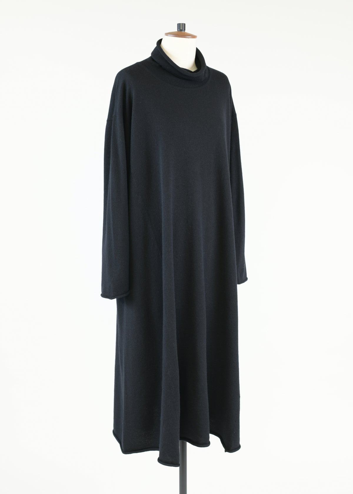 cashmere side panelled a-line scrunch neck knit dress